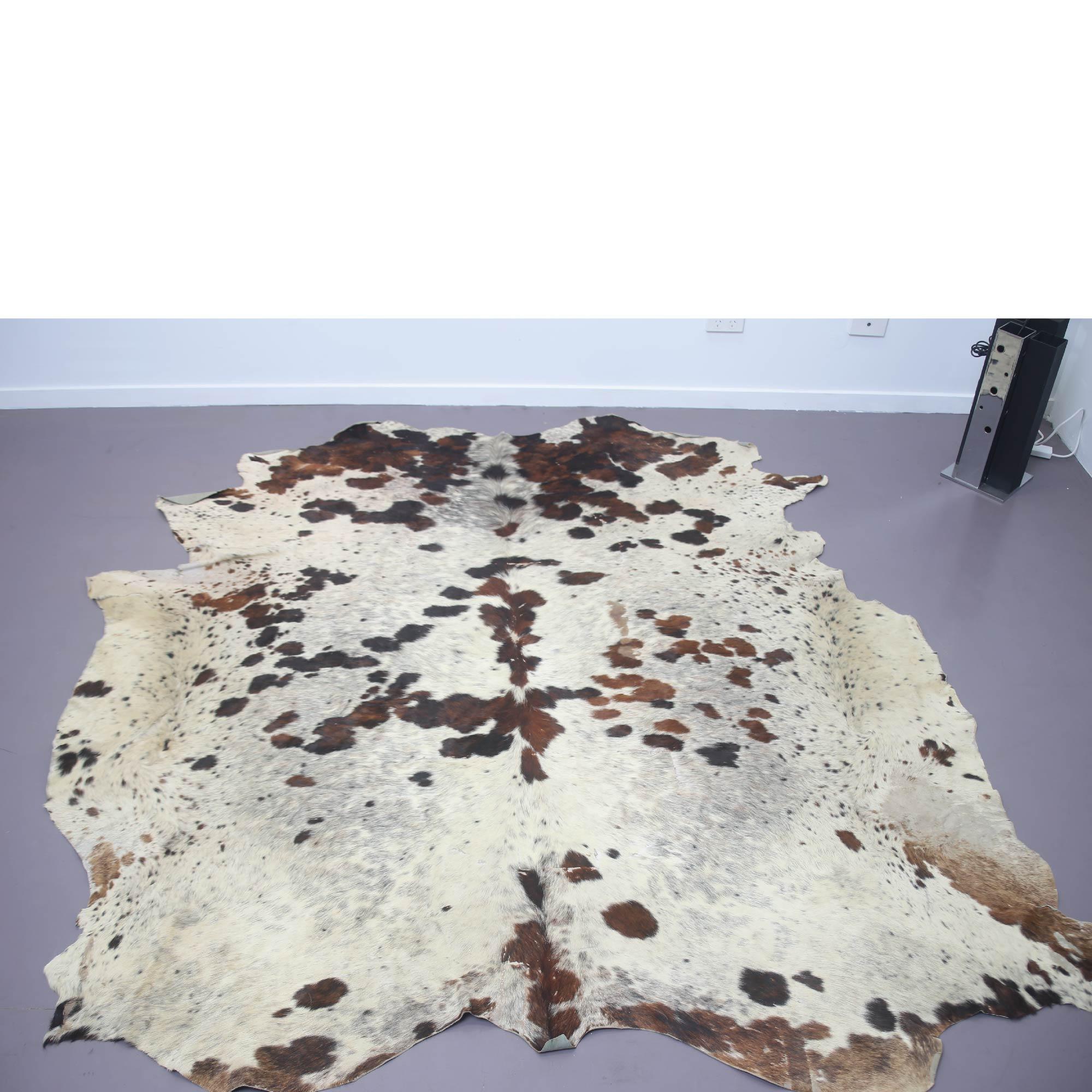 Italian Mid Century Modern brown Cowhide Rug, 1970s 1