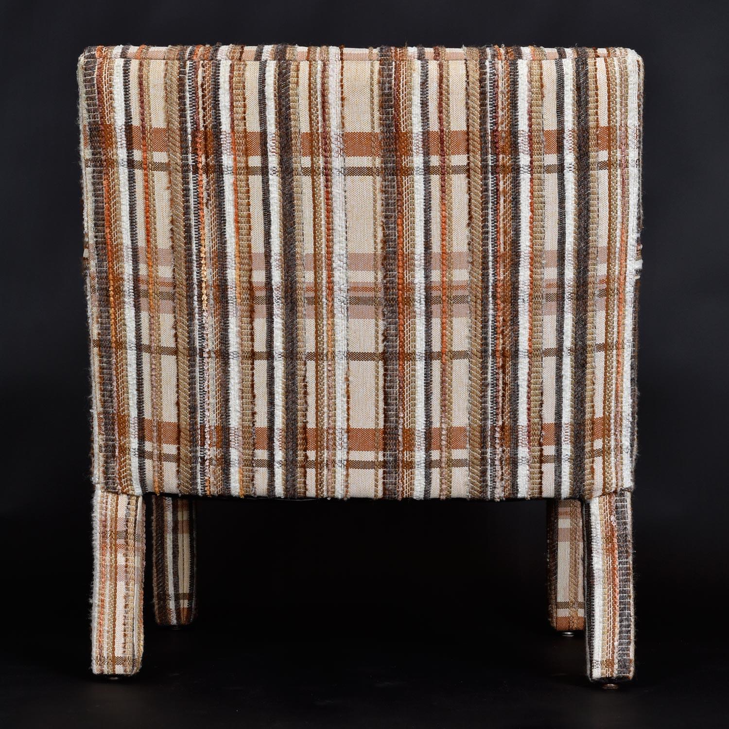 Original 1970's Milo Baughman Style Plaid Fabric Parsons Club Chairs by Kaylyn For Sale 1