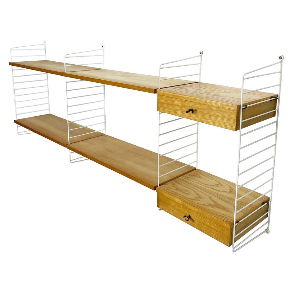 String Wall System Mid-Century Modern Wall Unit by Nisse Strinning String Teak Shelving ...