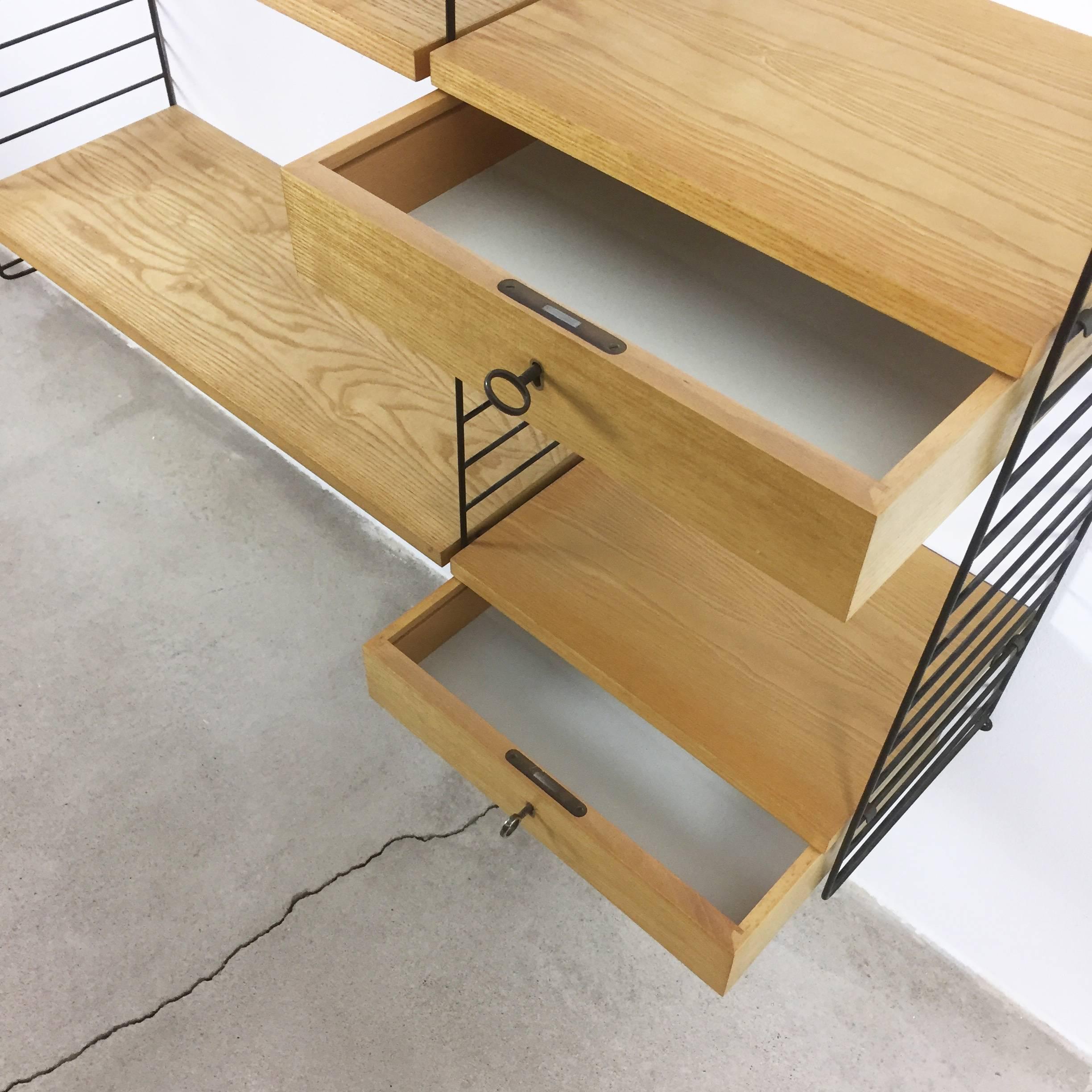 Original 1970s Modular String Wall Unit in Ashwood by Nisse Strinning ...
