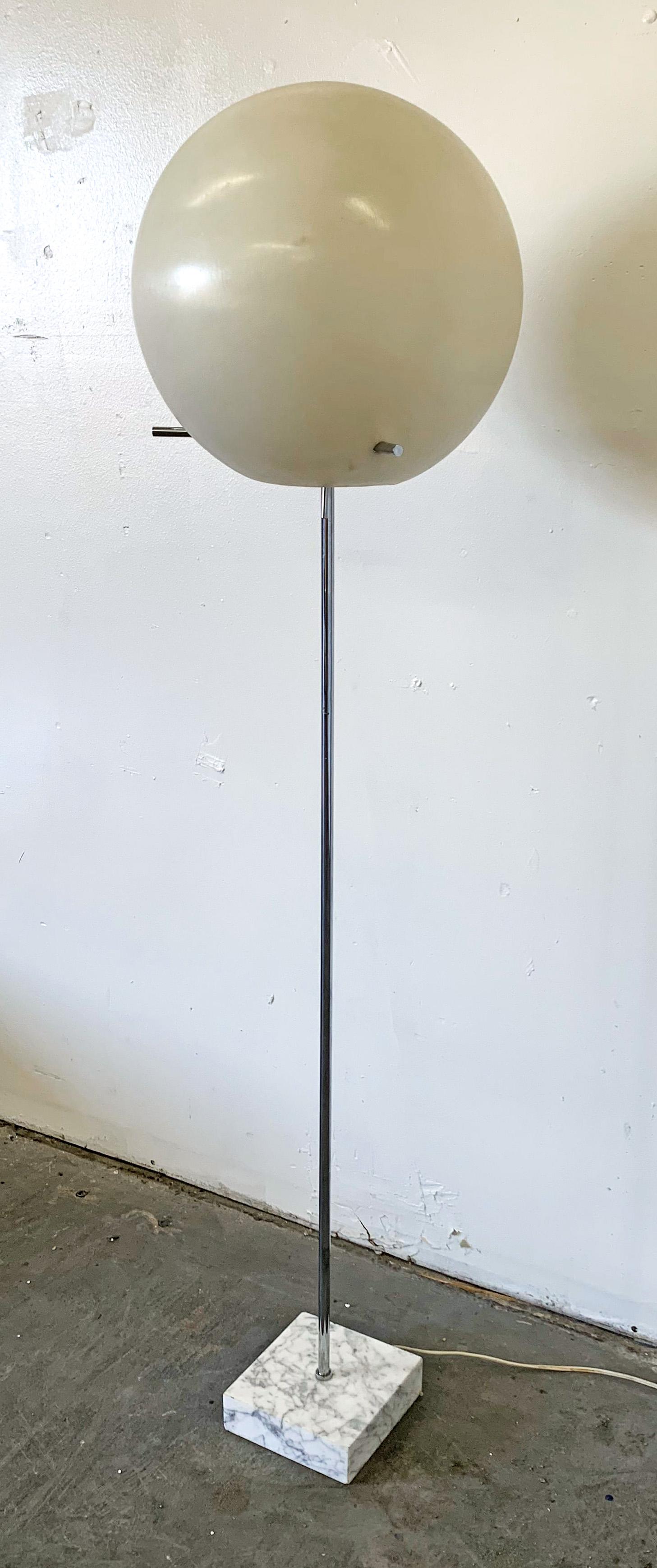 Available right now we have a gorgeous lollipop floor lamp by Robert Sonneman. These lamps were popularized in the 1960s and 1970s and while this specific lamp is only meant for indoor use, many influential architects used this lollipop / globe