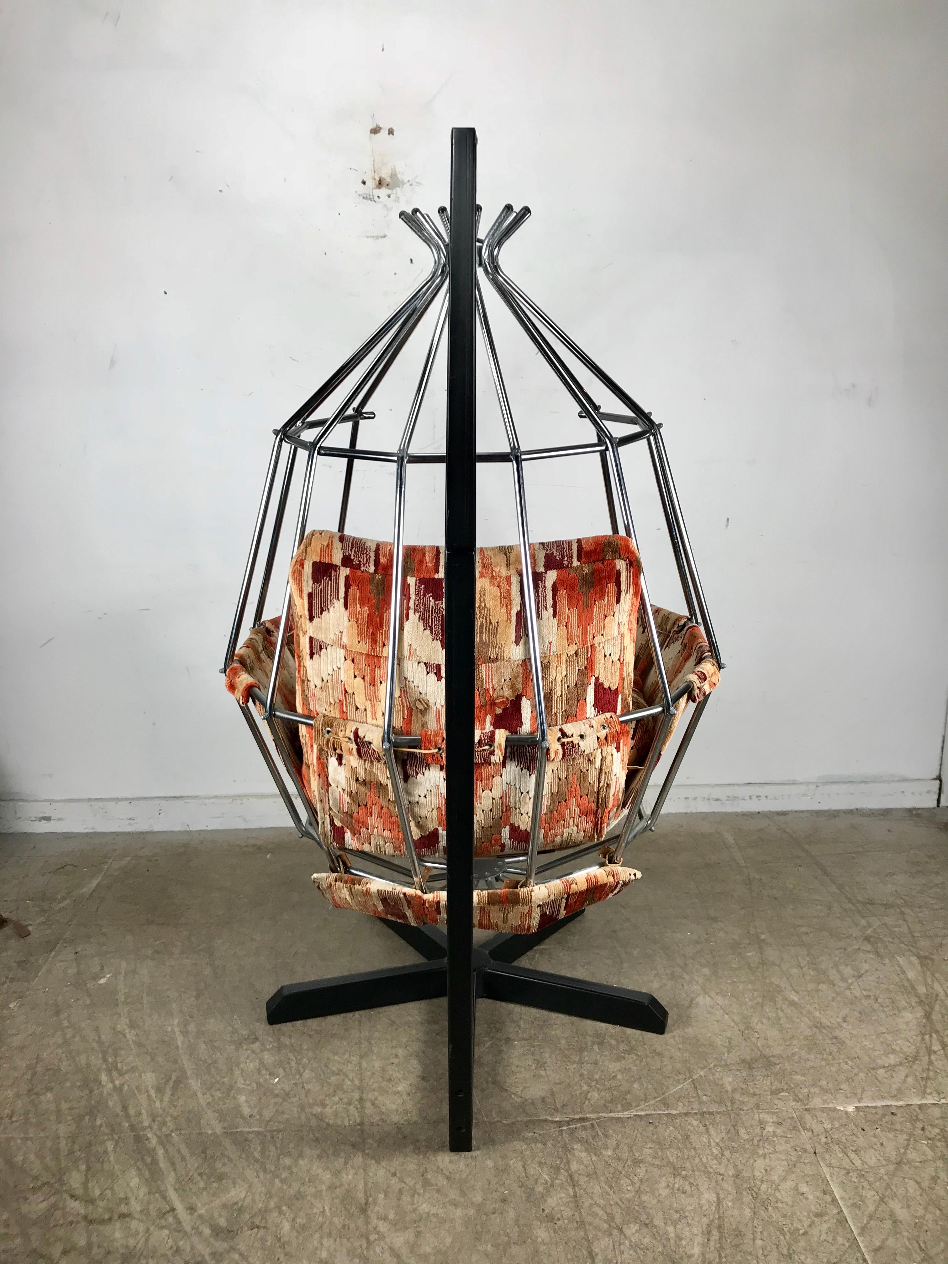 Original 1970s Swedish Parrot Chair, Hanging Birdcage by Ib Arberg 'Arborg In Good Condition In Buffalo, NY