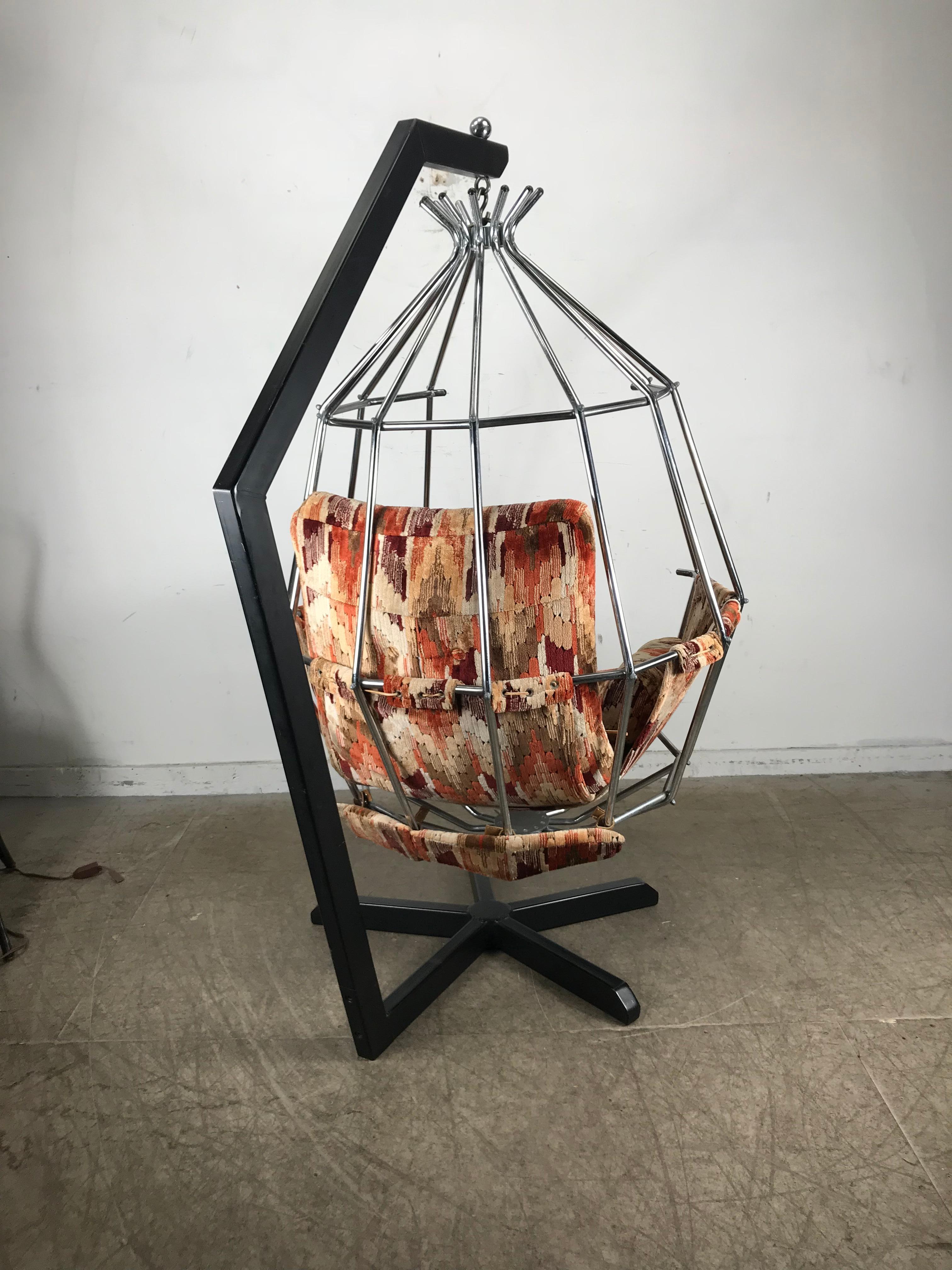 Late 20th Century Original 1970s Swedish Parrot Chair, Hanging Birdcage by Ib Arberg 'Arborg