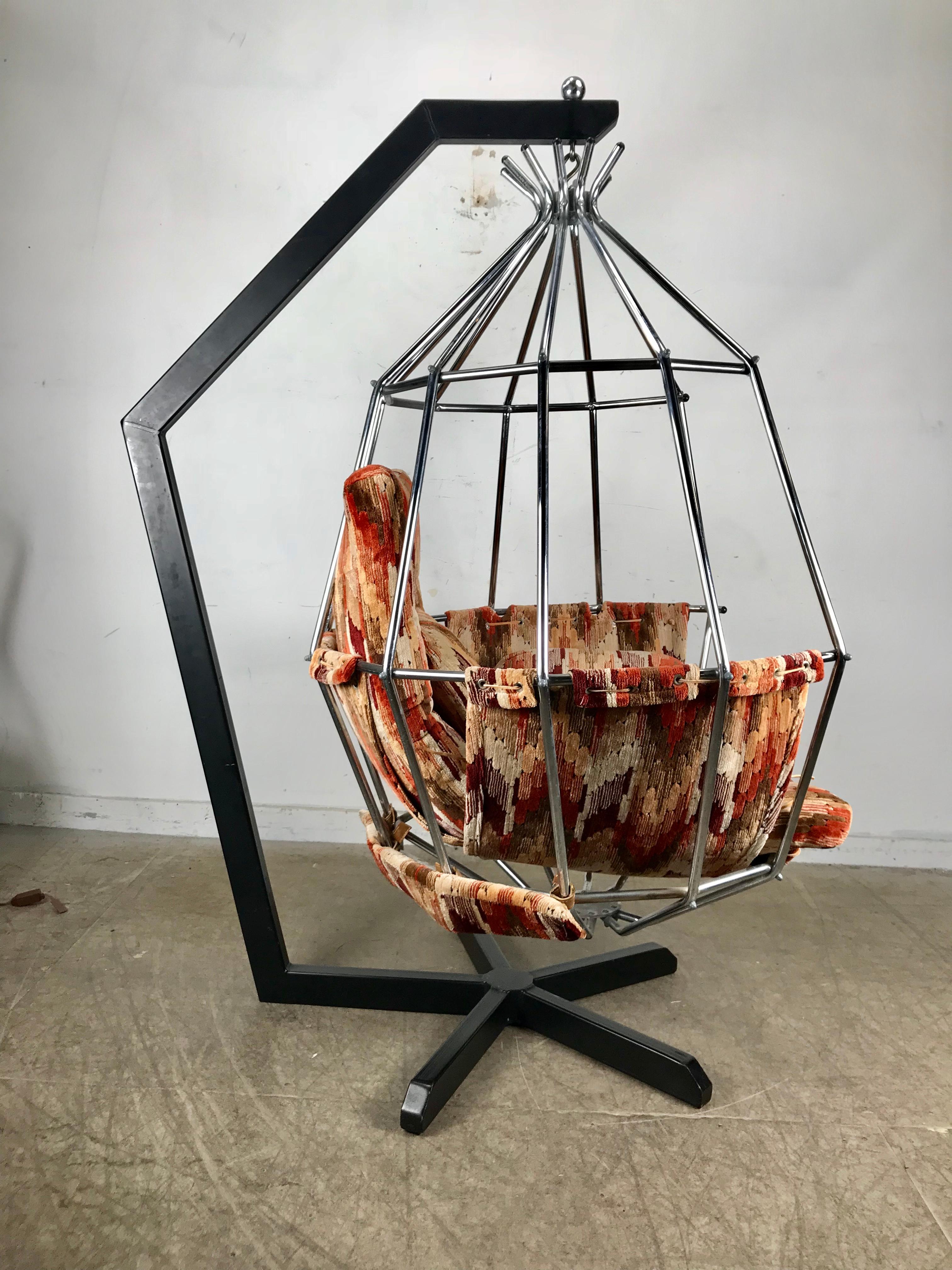 Metal Original 1970s Swedish Parrot Chair, Hanging Birdcage by Ib Arberg 'Arborg