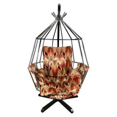 Vintage Original 1970s Swedish Parrot Chair, Hanging Birdcage by Ib Arberg 'Arborg