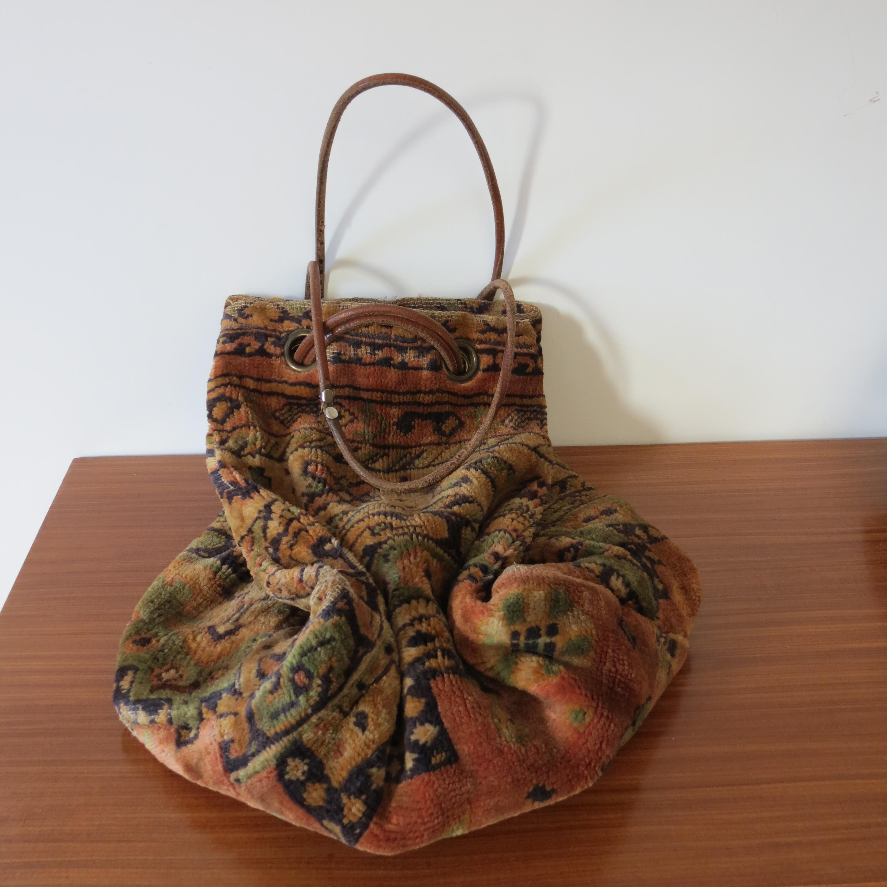 Rustic Original 1970s Vintage Carpet Bag Tapestry Bag by the Carpet Bag Company