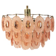 Original 1970er Vintage-Kronleuchter mit 51 rosa Glasmedaillons