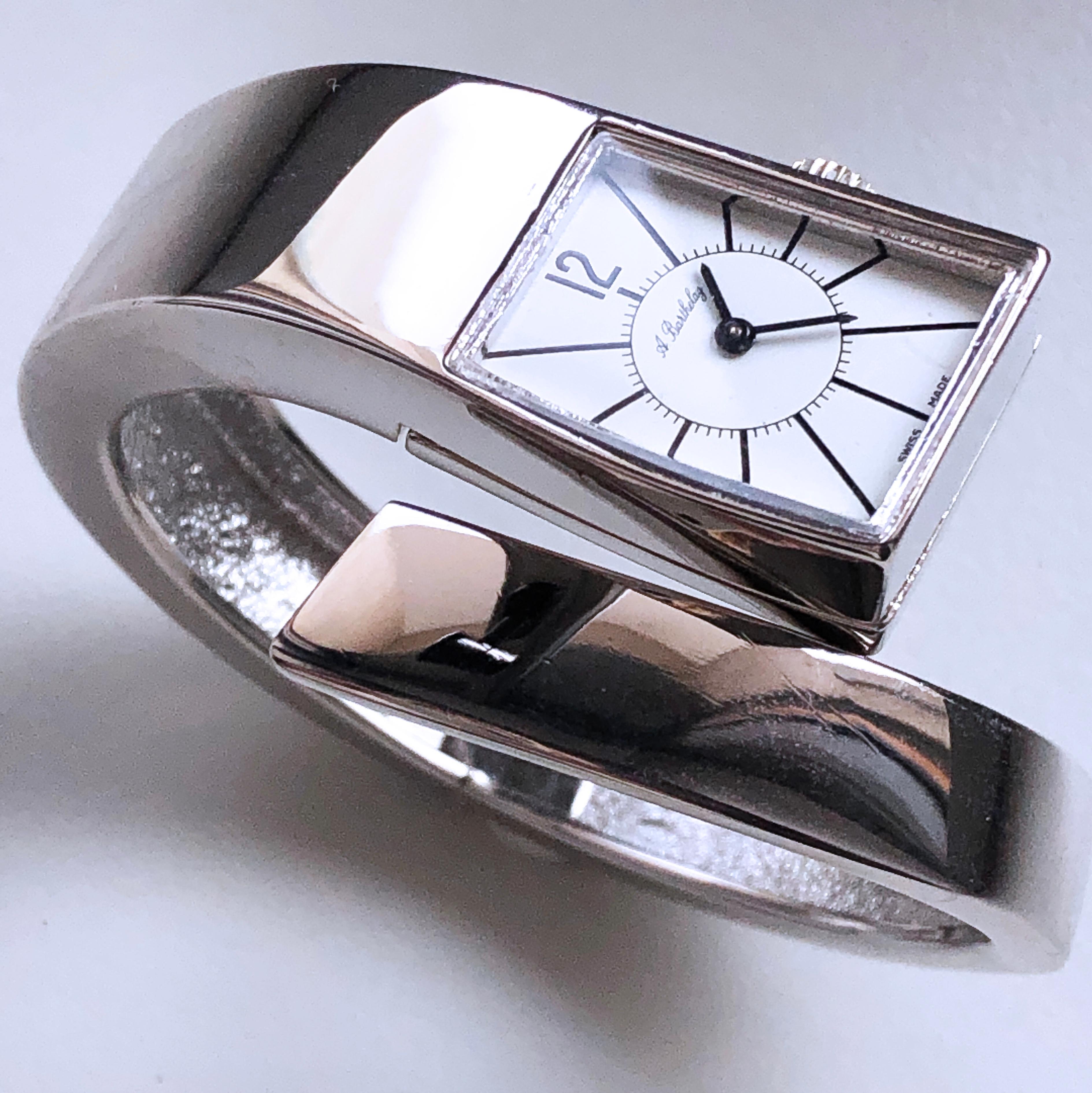 Original 1971 Alexis Barthelay Hand-Wound Movement Snake Bangle Silver Watch 4