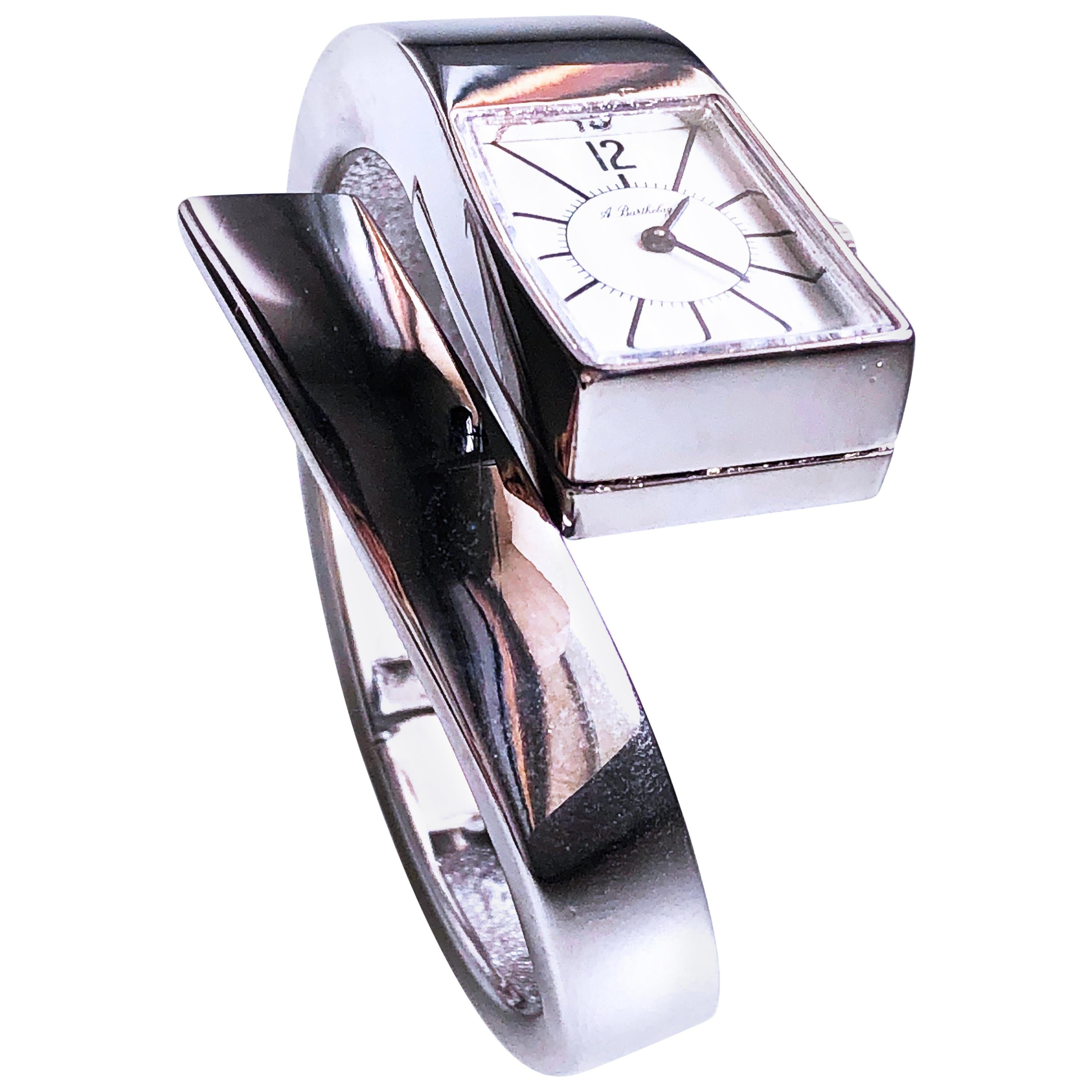 Original 1971 Alexis Barthelay Hand-Wound Movement Snake Bangle Silver Watch