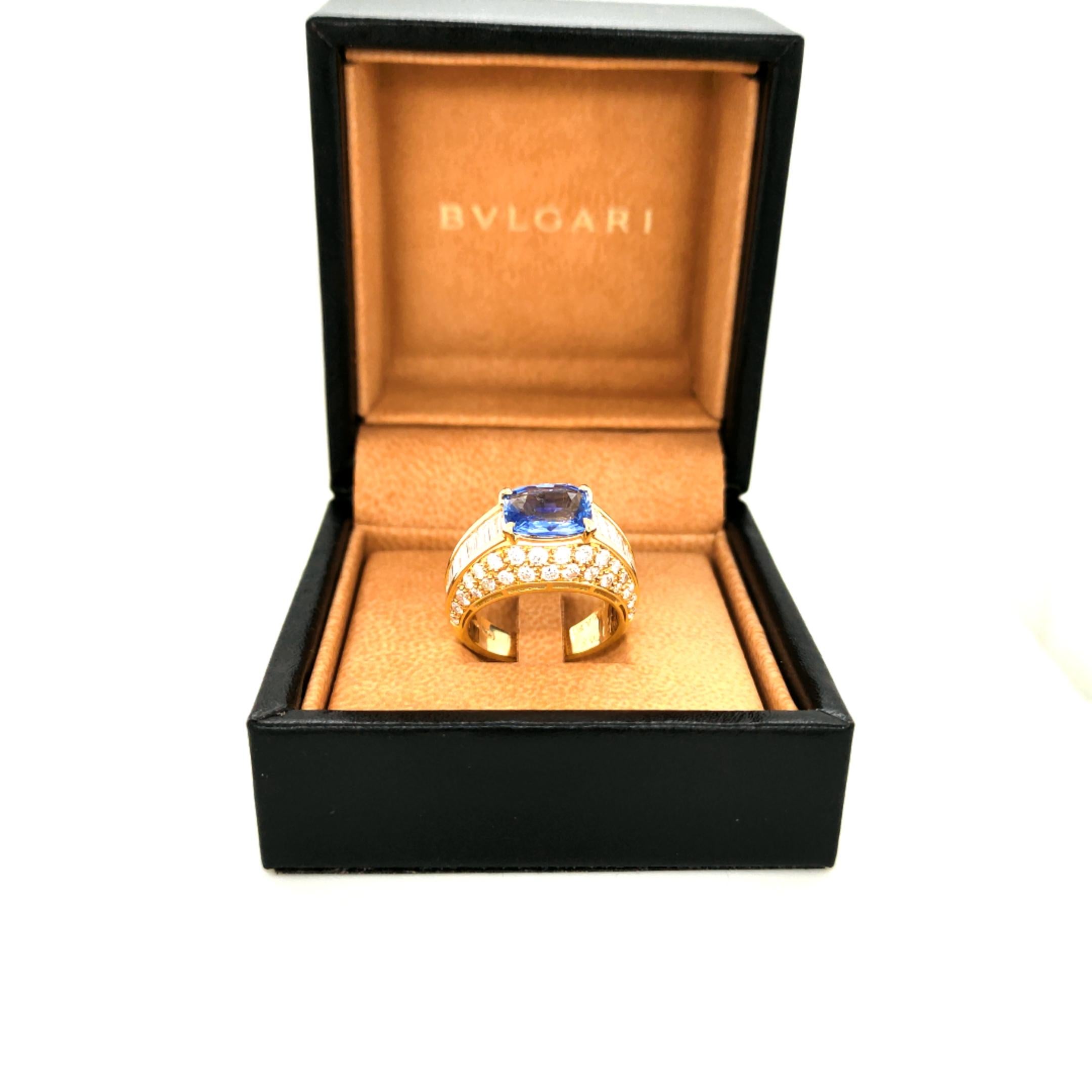 Original 1971 BULGARI 3.03 Carat GIA Certified No Heat Sapphire Trombino Ring 5