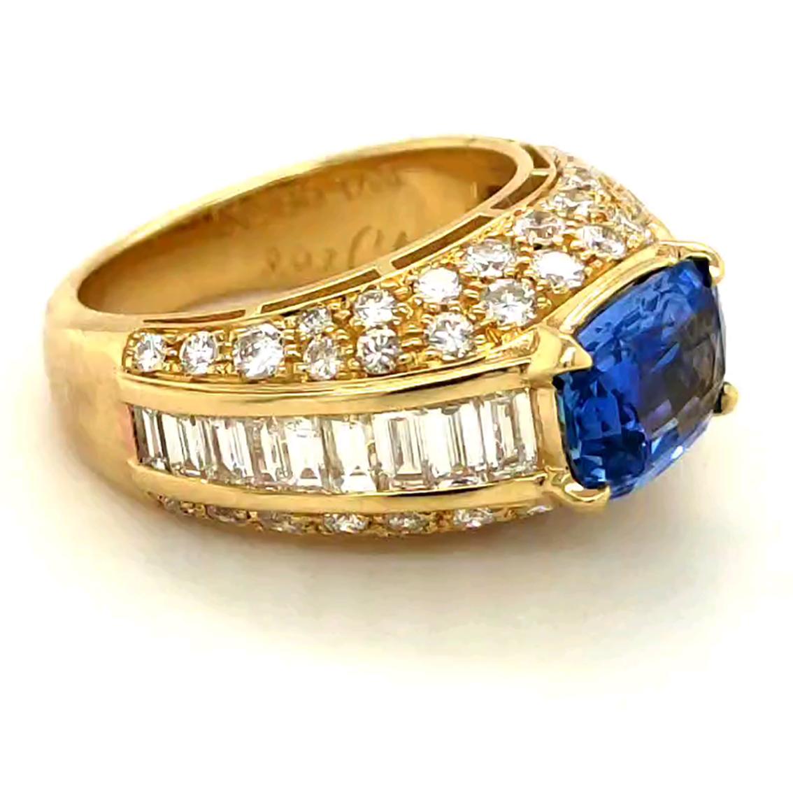 Original 1971 BULGARI 3.03 Carat GIA Certified No Heat Sapphire Trombino Ring 1