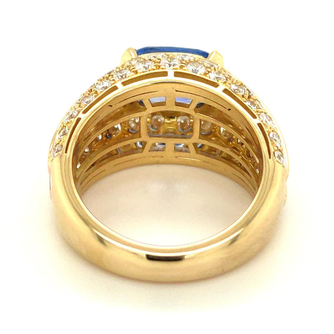 Original 1971 BULGARI 3.03 Carat GIA Certified No Heat Sapphire Trombino Ring 2