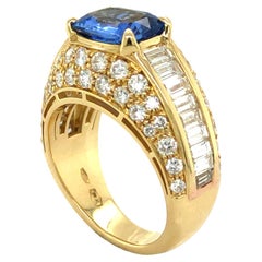 Original 1971 BULGARI 3.03 Carat GIA Certified No Heat Sapphire Trombino Ring