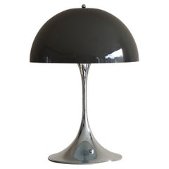 Original 1971 Chrome Base and Black Shade Panthella Table Lamp by Panton
