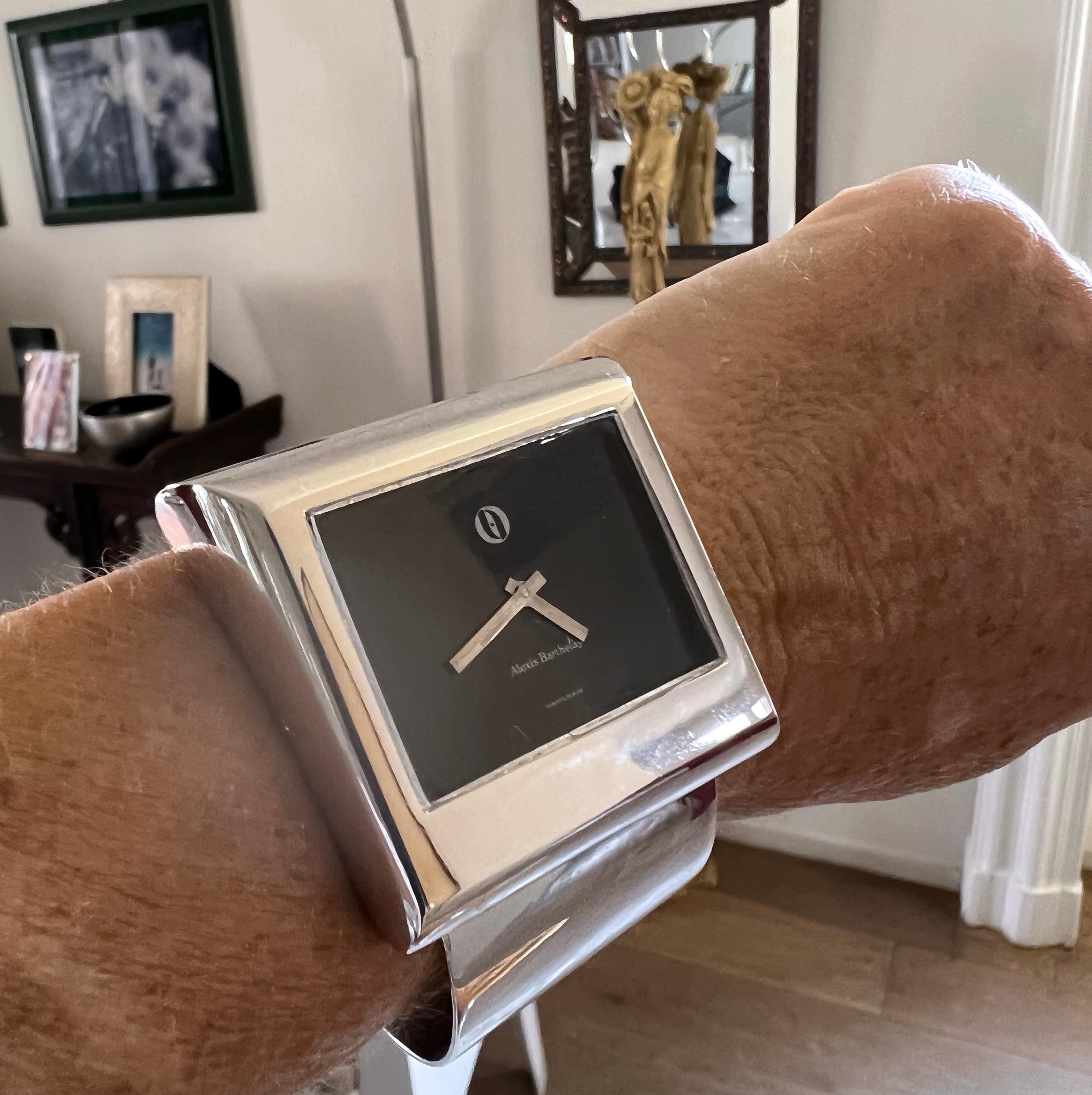 Ikonische Sterlingsilber-Uhr von Alexis Barthelay, handgewickelt, 1972 4