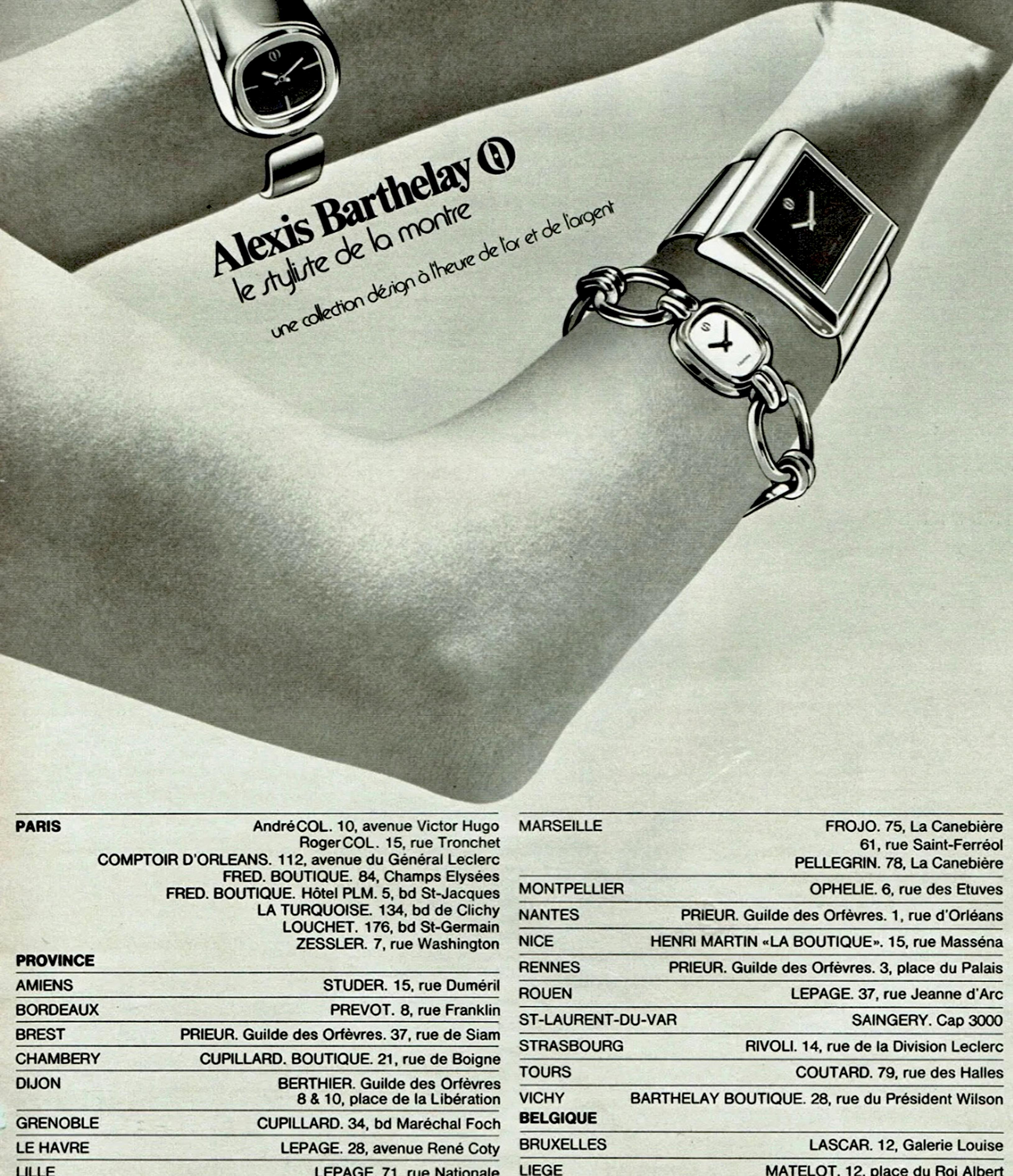 Original 1972, exquisite Uhr von Alexis Barthelay, ein besonderes, großformatiges Stück, das sich durch ein elegantes, einzigartiges, absolut schickes und zugleich ikonisches Design auszeichnet.
Heute werden diese 70er-Jahre-Unikate wegen ihrer