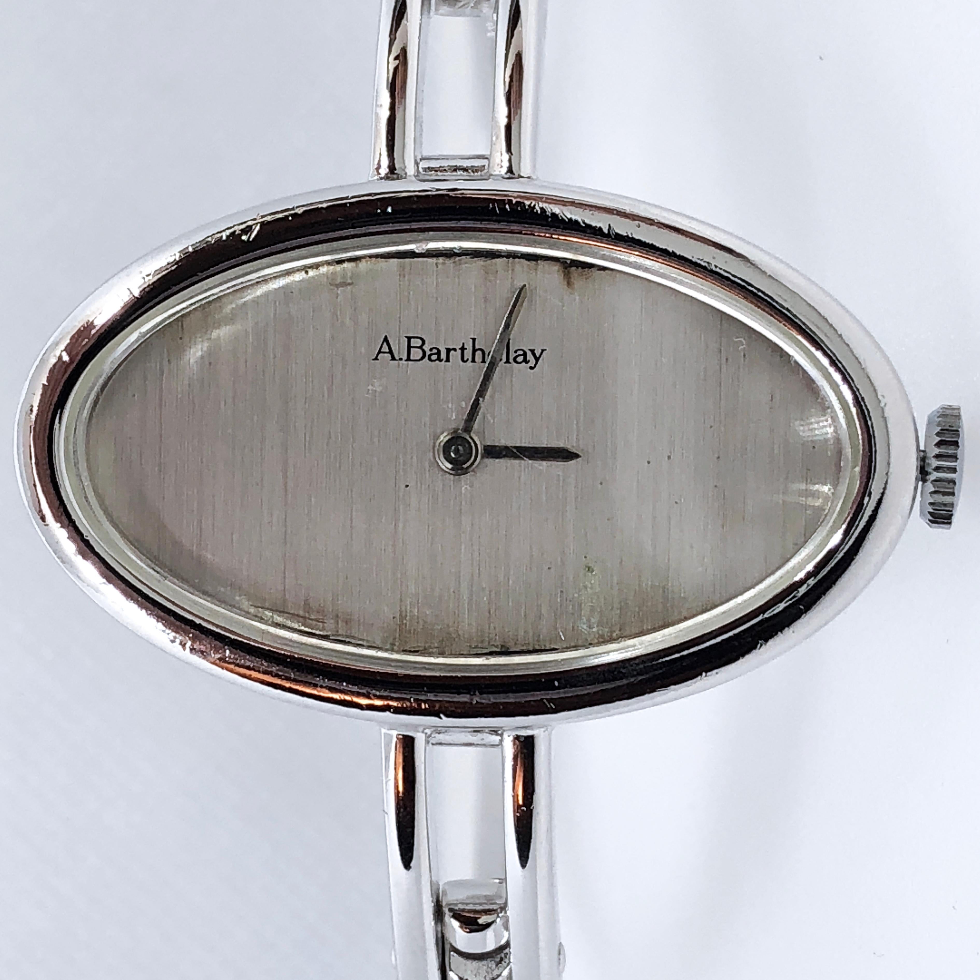 Original 1972 Alexis Barthelay Hand-Wound Movement Sterling Silver Watch 2