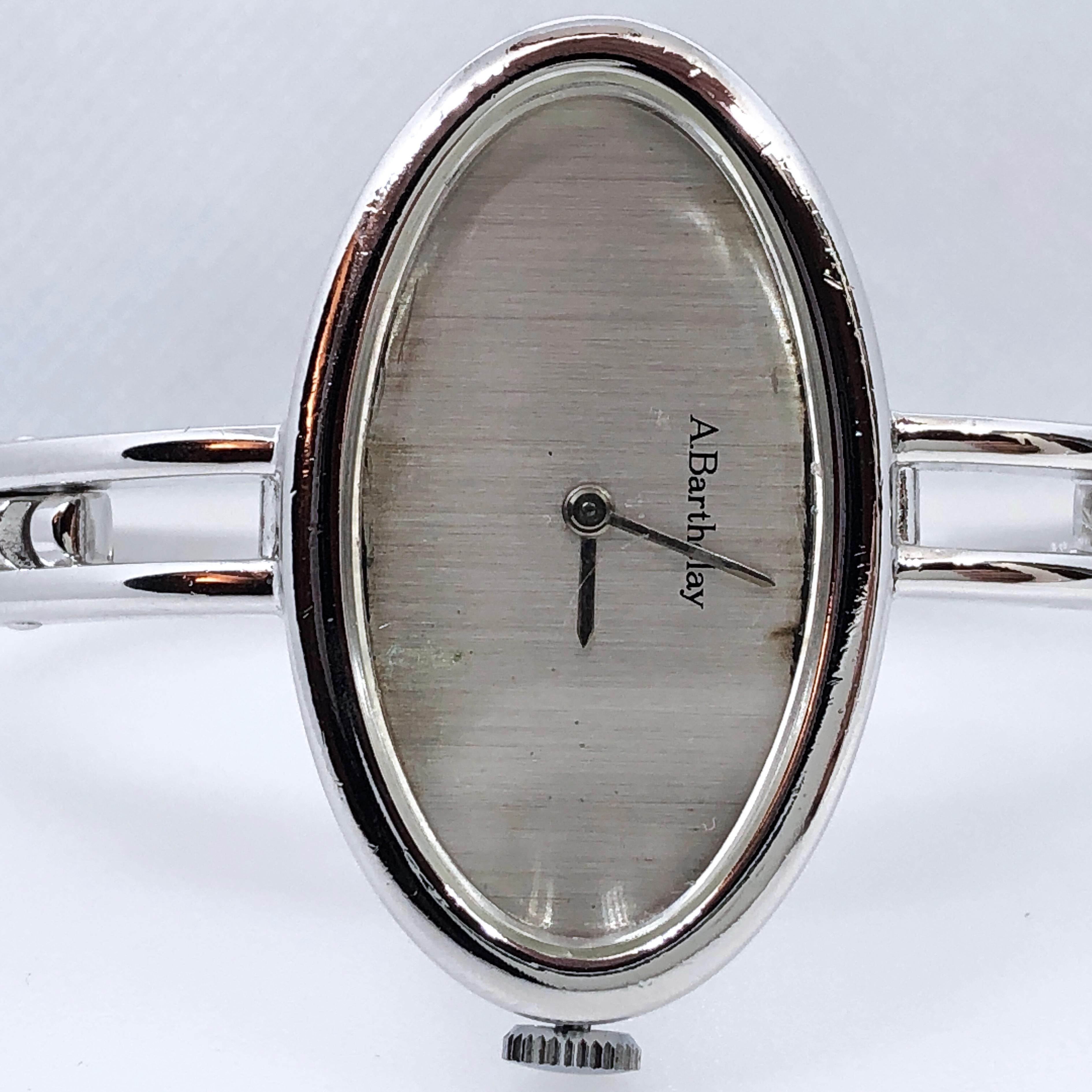 Original 1972 Alexis Barthelay Hand-Wound Movement Sterling Silver Watch 5