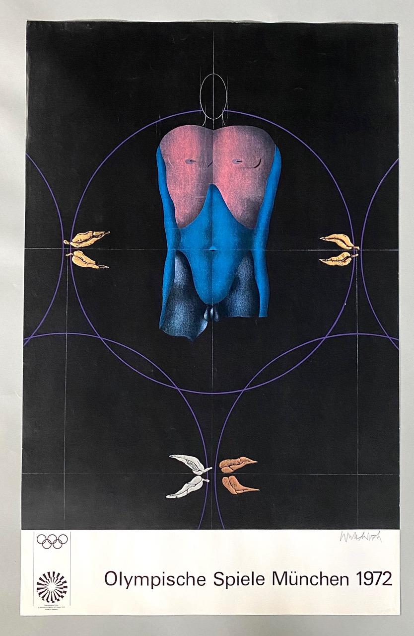 Late 20th Century Original 1972 Munich Olympic Poster by Paul Wunderlich