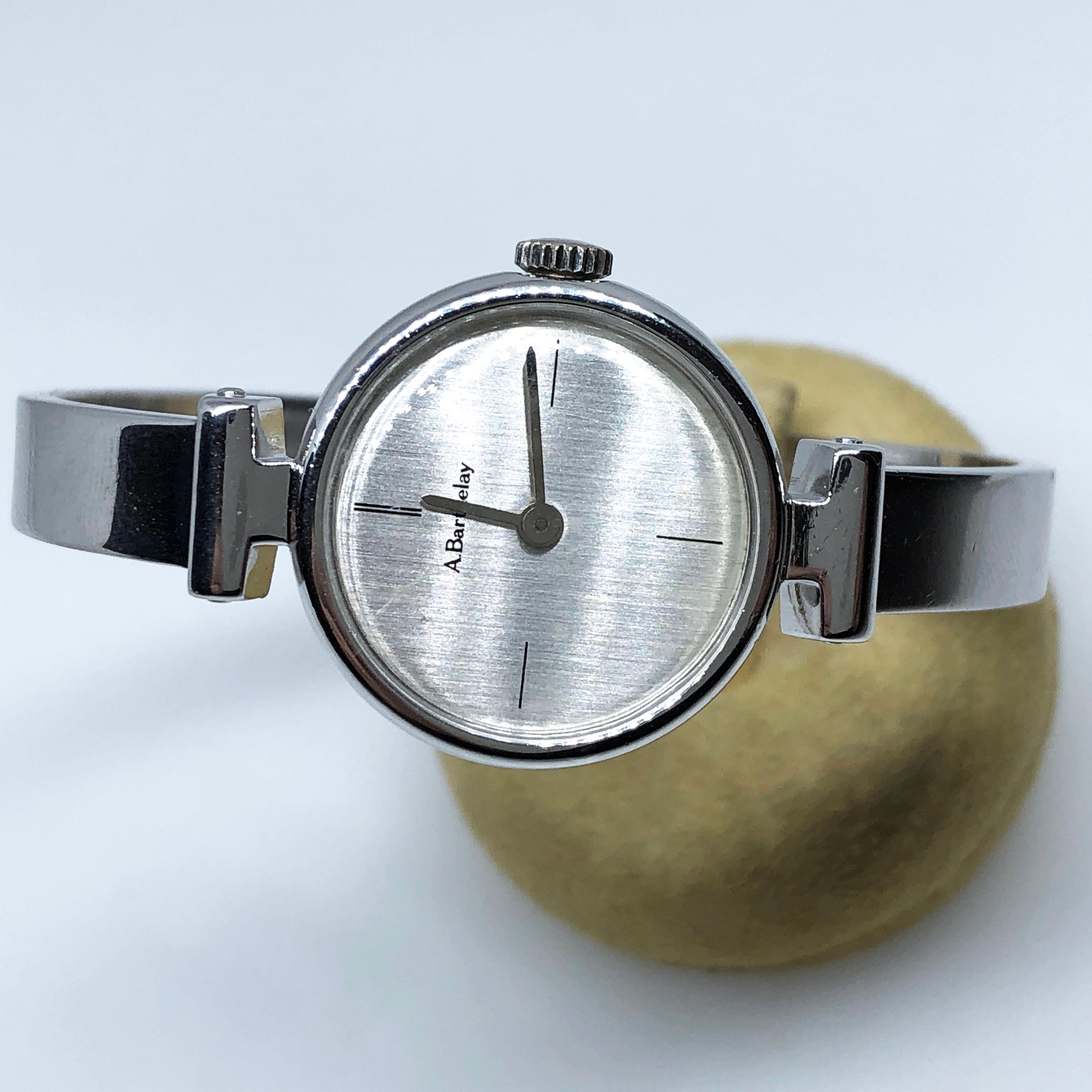 Original 1974 Alexis Barthelay Hand-Wound Movement Sterling Silver Watch For Sale 3