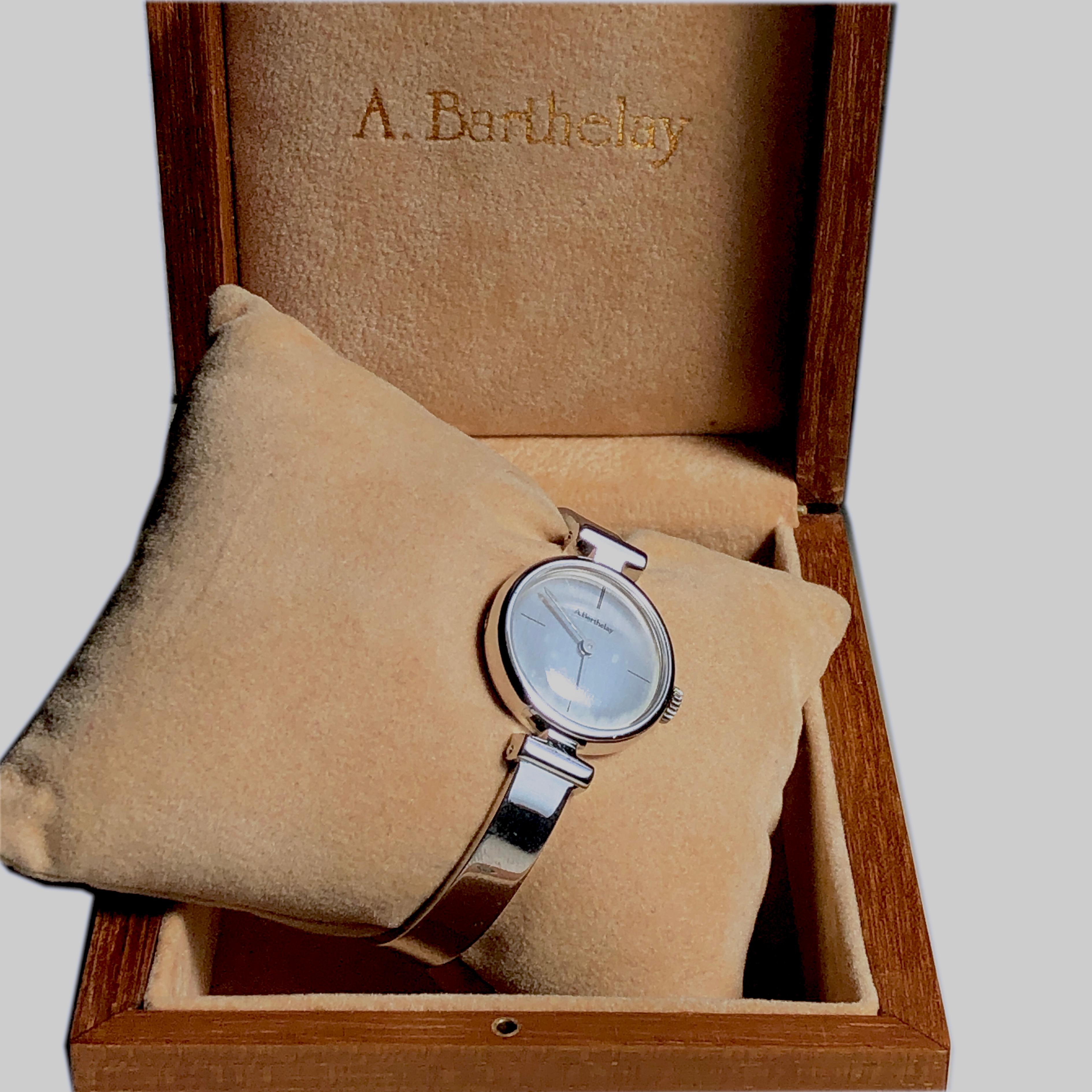 Original 1974 Alexis Barthelay Hand-Wound Movement Sterling Silver Watch For Sale 7