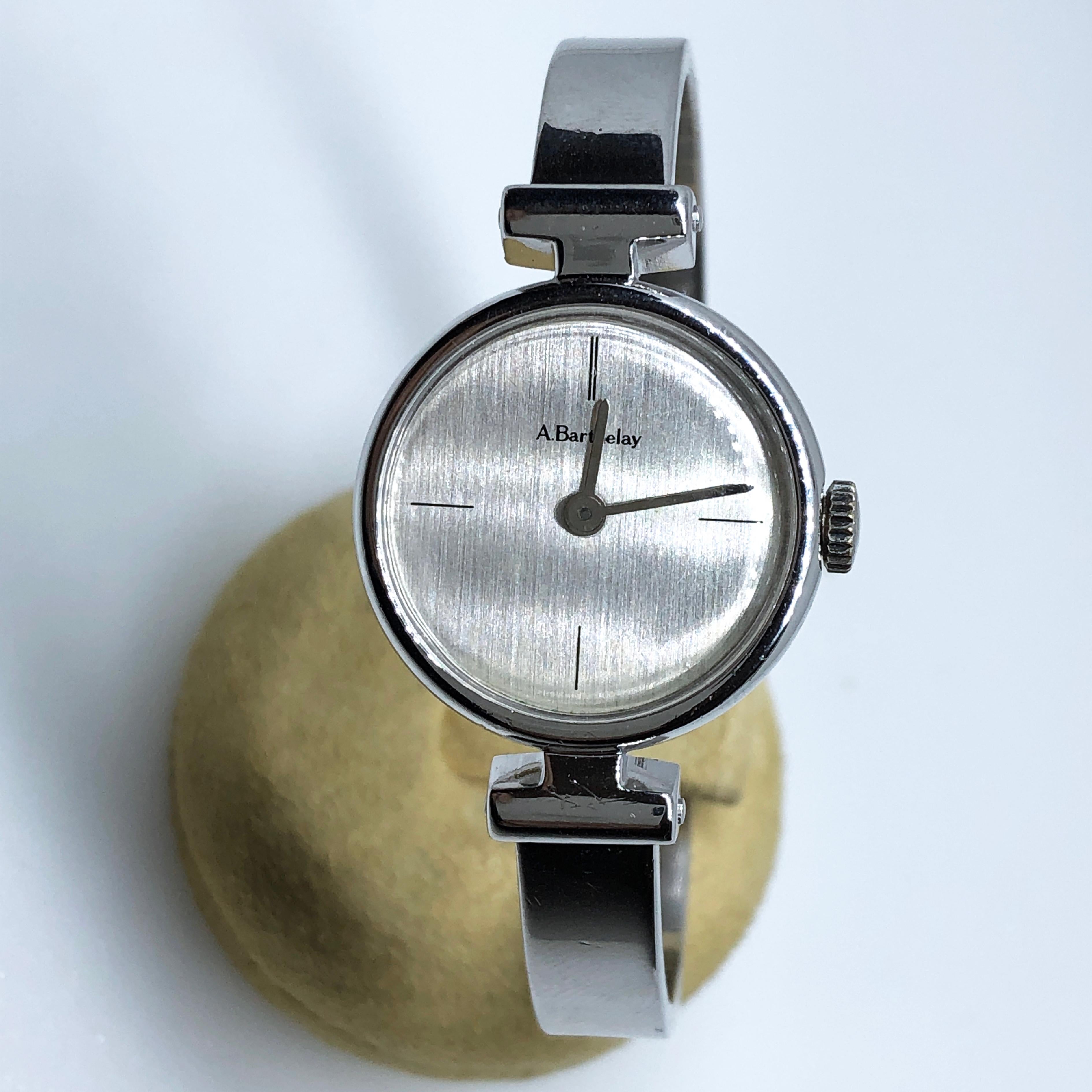 Modern Original 1974 Alexis Barthelay Hand-Wound Movement Sterling Silver Watch For Sale