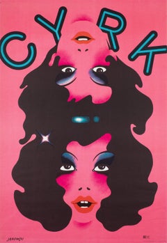 Affiche originale polonaise CYRK 'Circus' de 1974, Conjoined Girls par Janowski