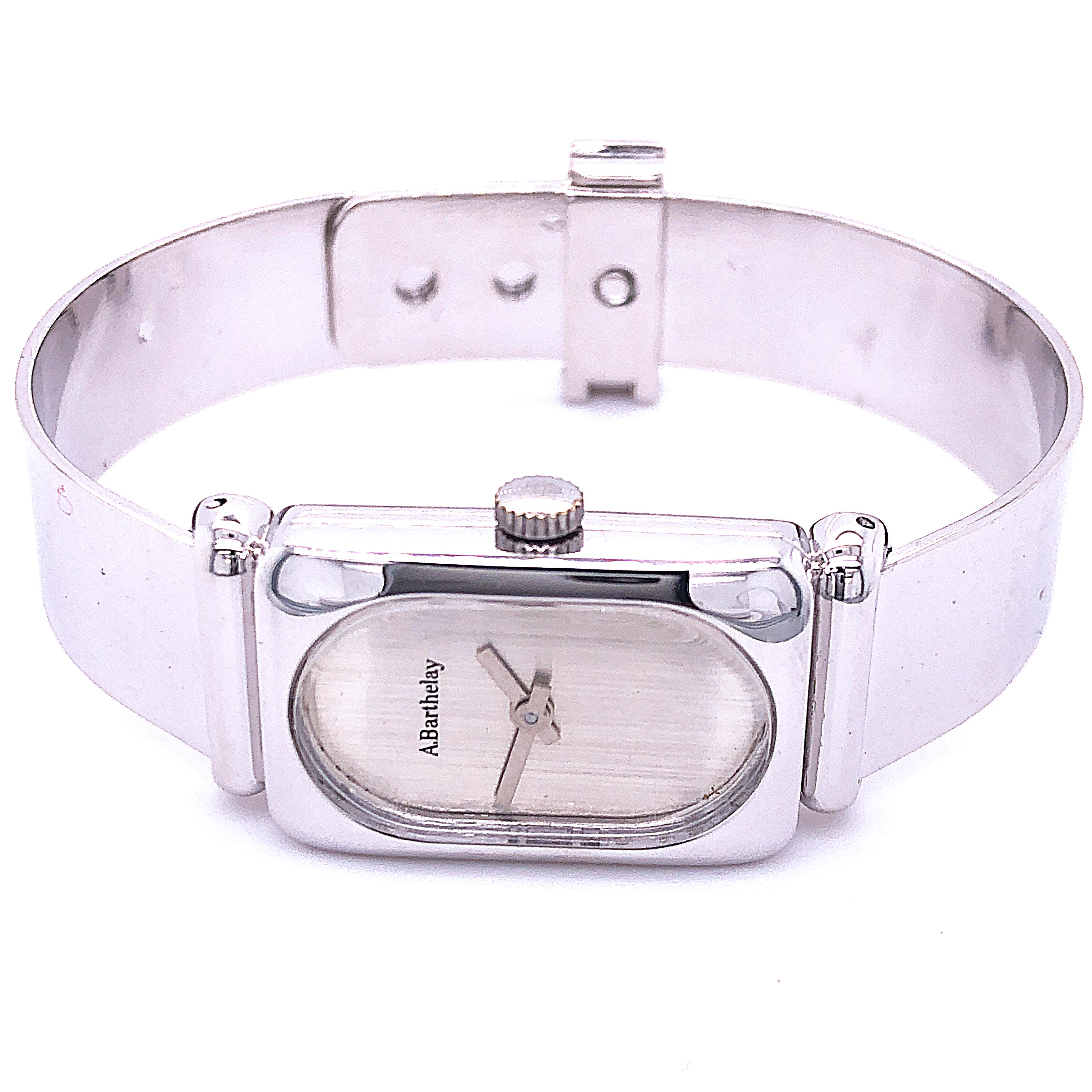 Original 1974, Exquisite Alexis Barthelay Bangle Solid Silver Watch, a special piece characterized by an elegant, unique, absolutely chic yet timeless design.
This iconic watch is fully functional, in excellent condition with no traces of wear: it