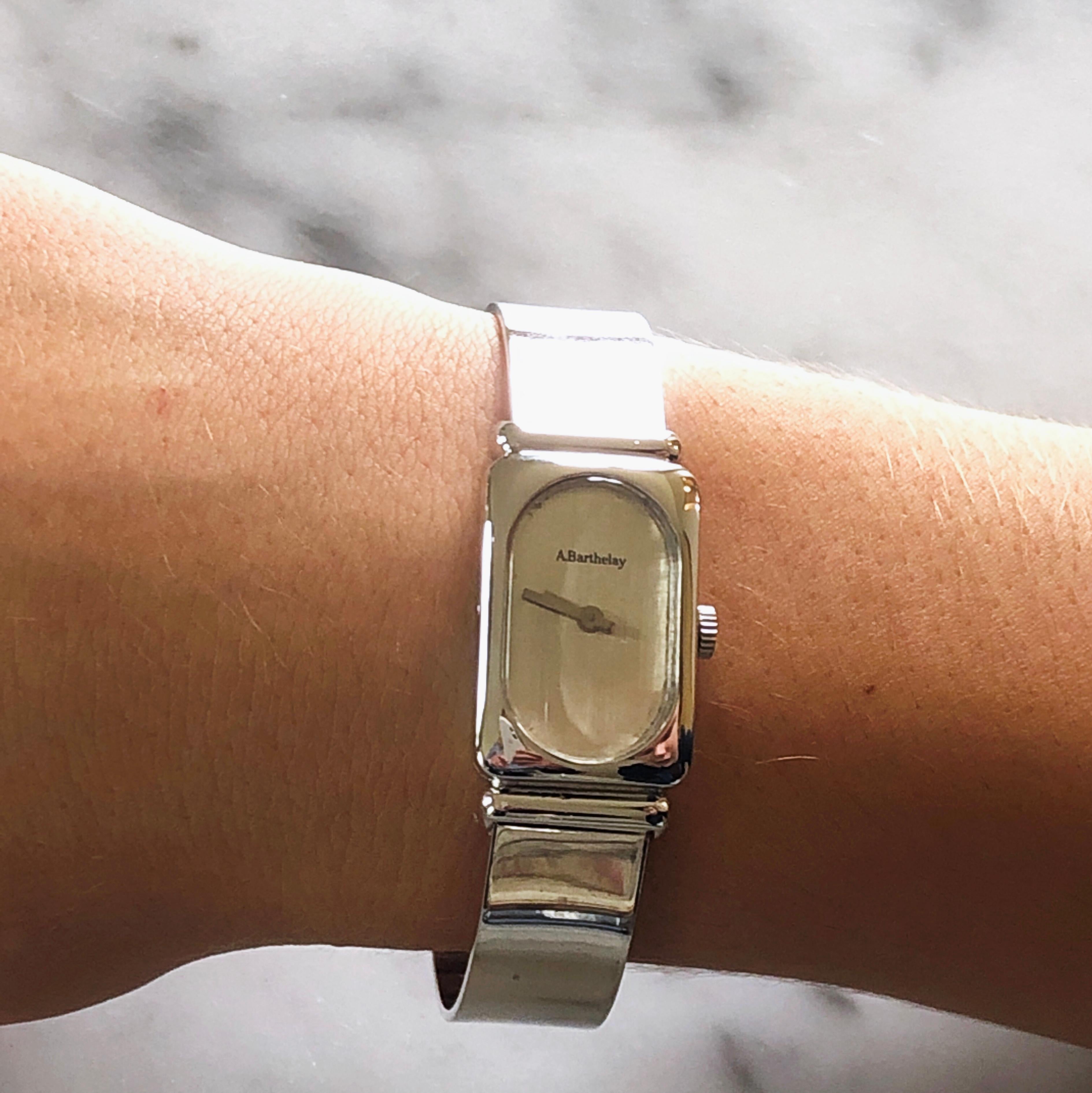 Women's Original 1974 Alexis Barthelay Hand-Wound Movement Bangle Silver Watch