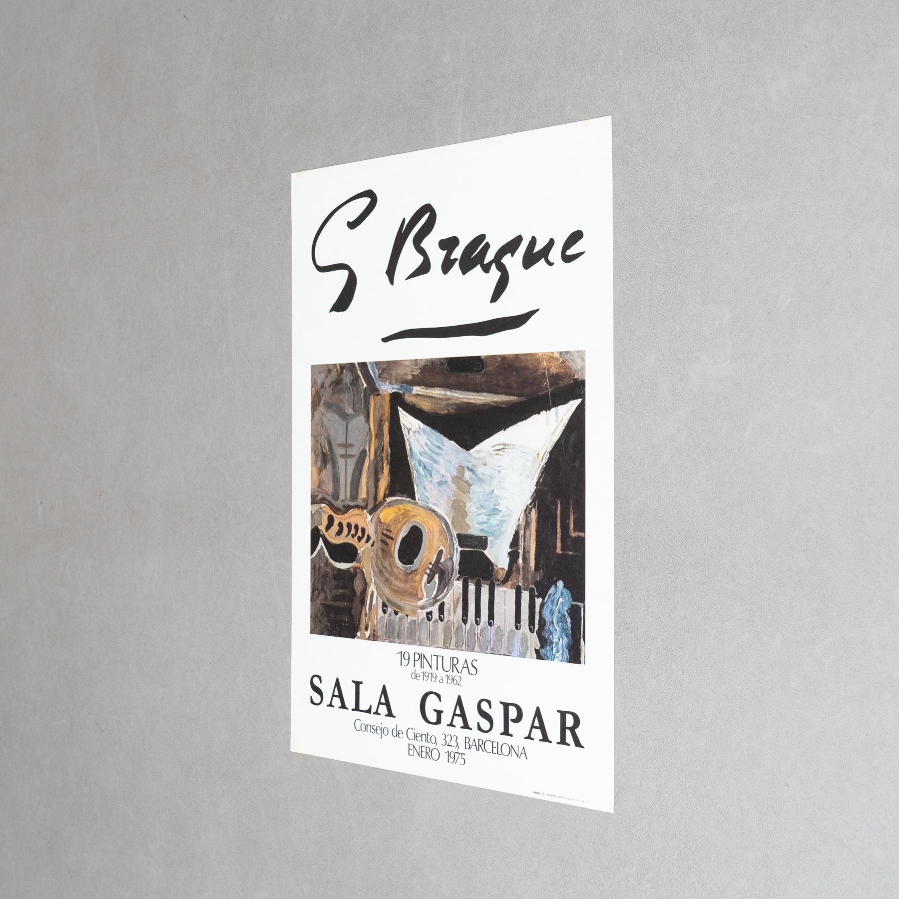 Mid-Century Modern Affiche originale de l'exposition de Georges Braque en 1975 - Sala Gaspar, Barcelone en vente