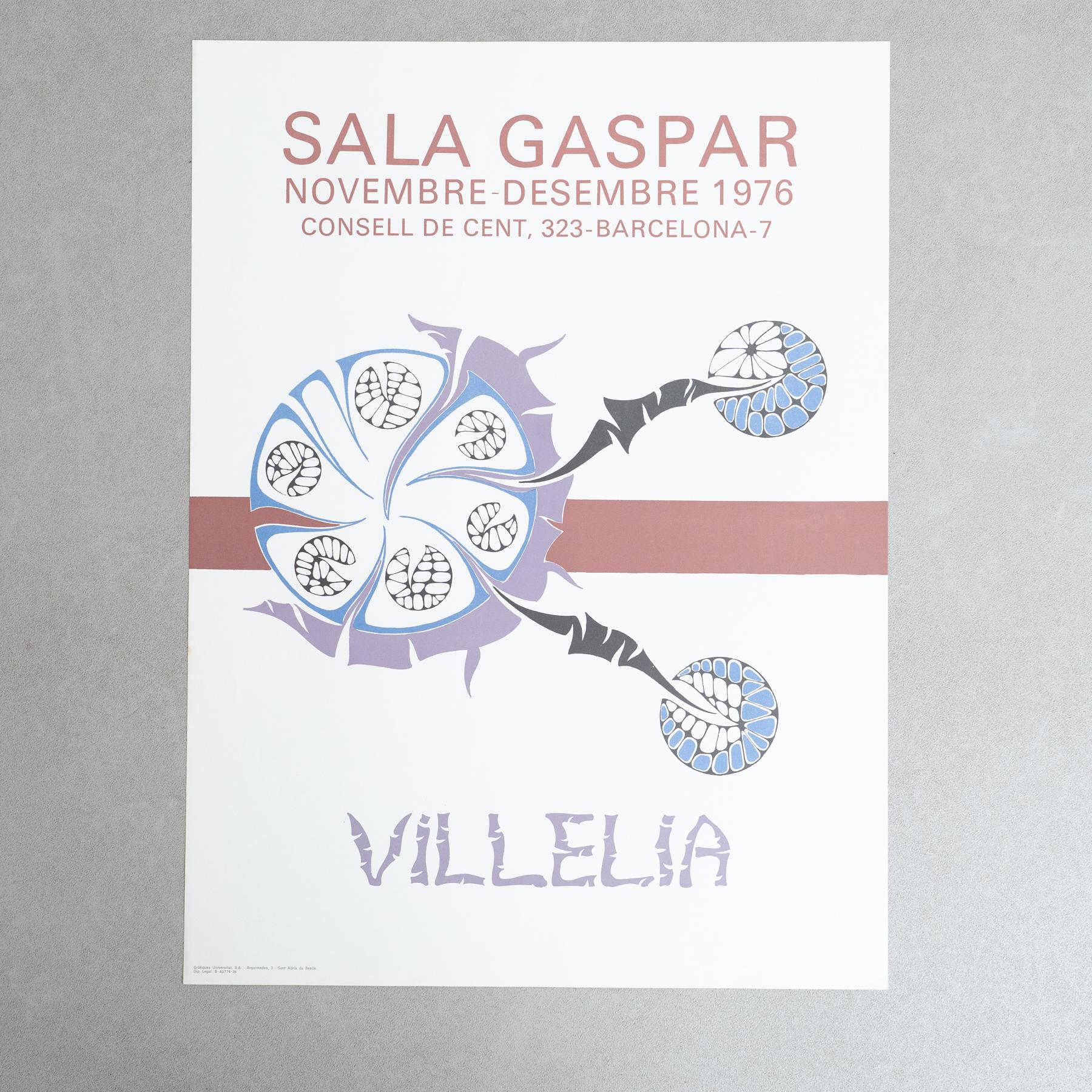 Original-Ausstellungsplakat von Moisès Villèlia, 1976 - Sala Gaspar, Barcelona

Künstler: Moisès Villèlia

Ausstellung: Sala Gaspar, Barcelona

Jahr: 1976

Abmessungen: 73,5 x 54,5 cm

Zustand: Guter Vintage-Zustand mit kleinen altersbedingten