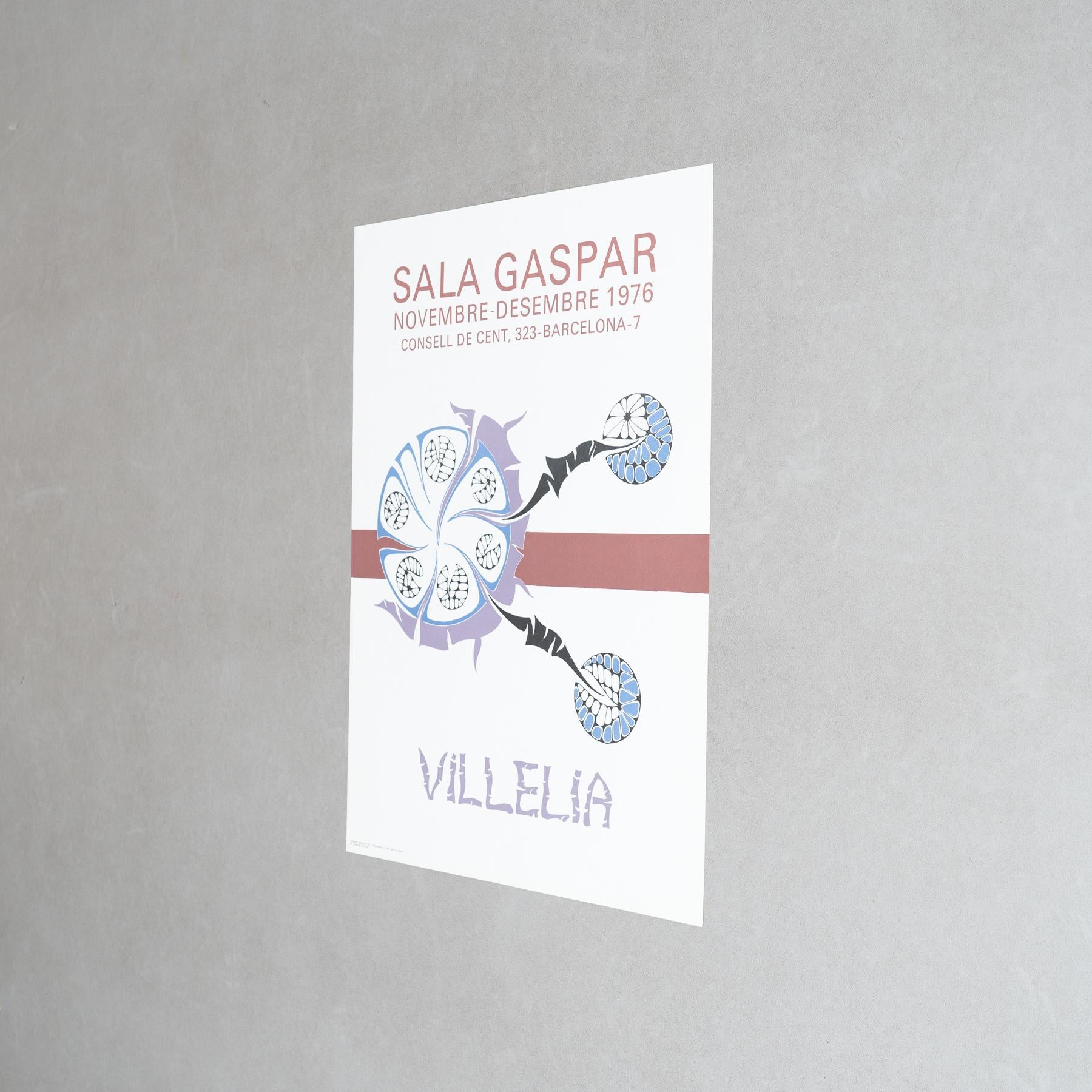 Mid-Century Modern Original 1976 Exhibition Poster by Moisès Villèlia – Sala Gaspar, Barcelona For Sale