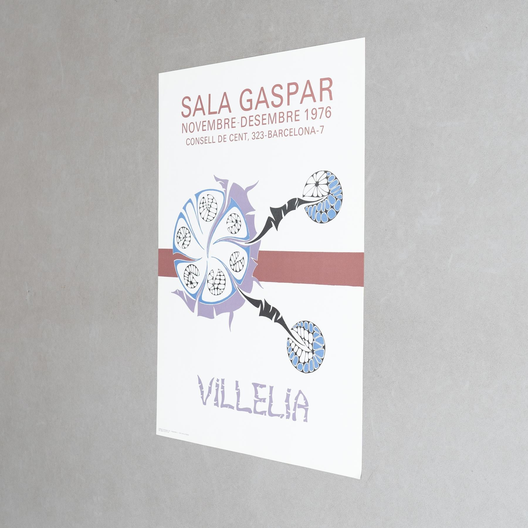 Mid-Century Modern Affiche originale de l'exposition de 1976 de Moisès Villèlia - Sala Gaspar, Barcelone en vente