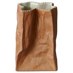 Original 1977 Tapio Wirkkala "Paper Bag" Ceramic Vase for Rosenthal