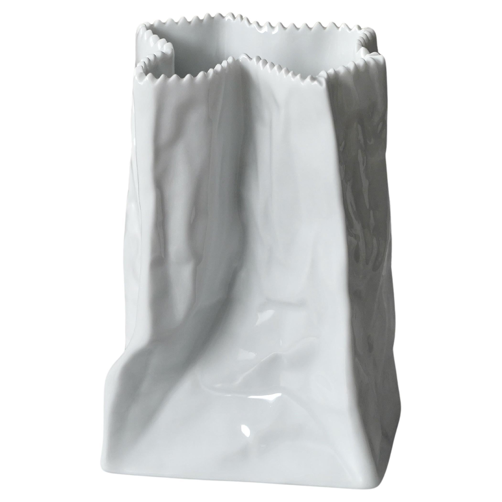 Jarrón de cerámica "Bolsa de papel" original de Tapio Wirkkala de 1977 para Rosenthal