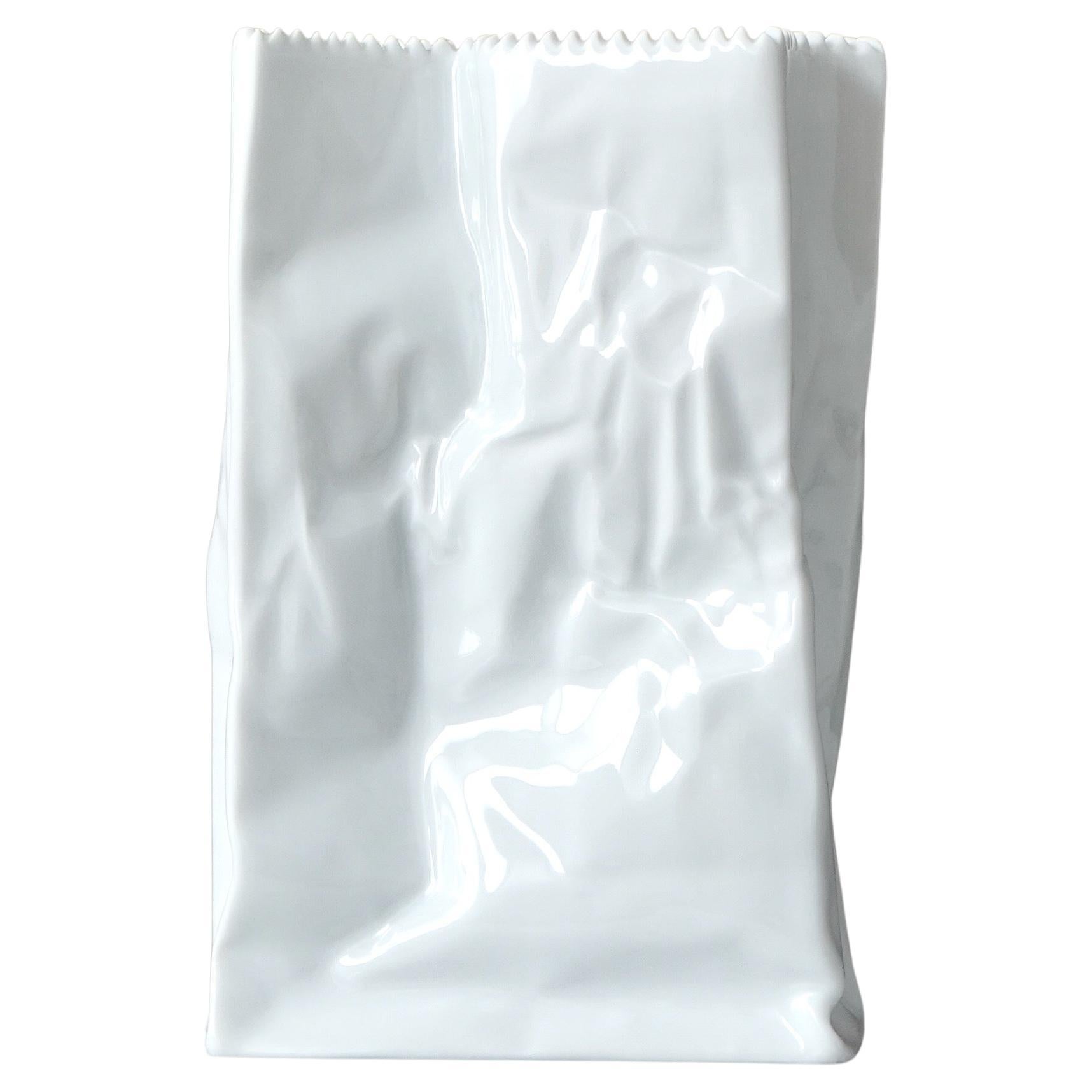 Jarrón de cerámica "Bolsa de papel" original de Tapio Wirkkala de 1977 para Rosenthal