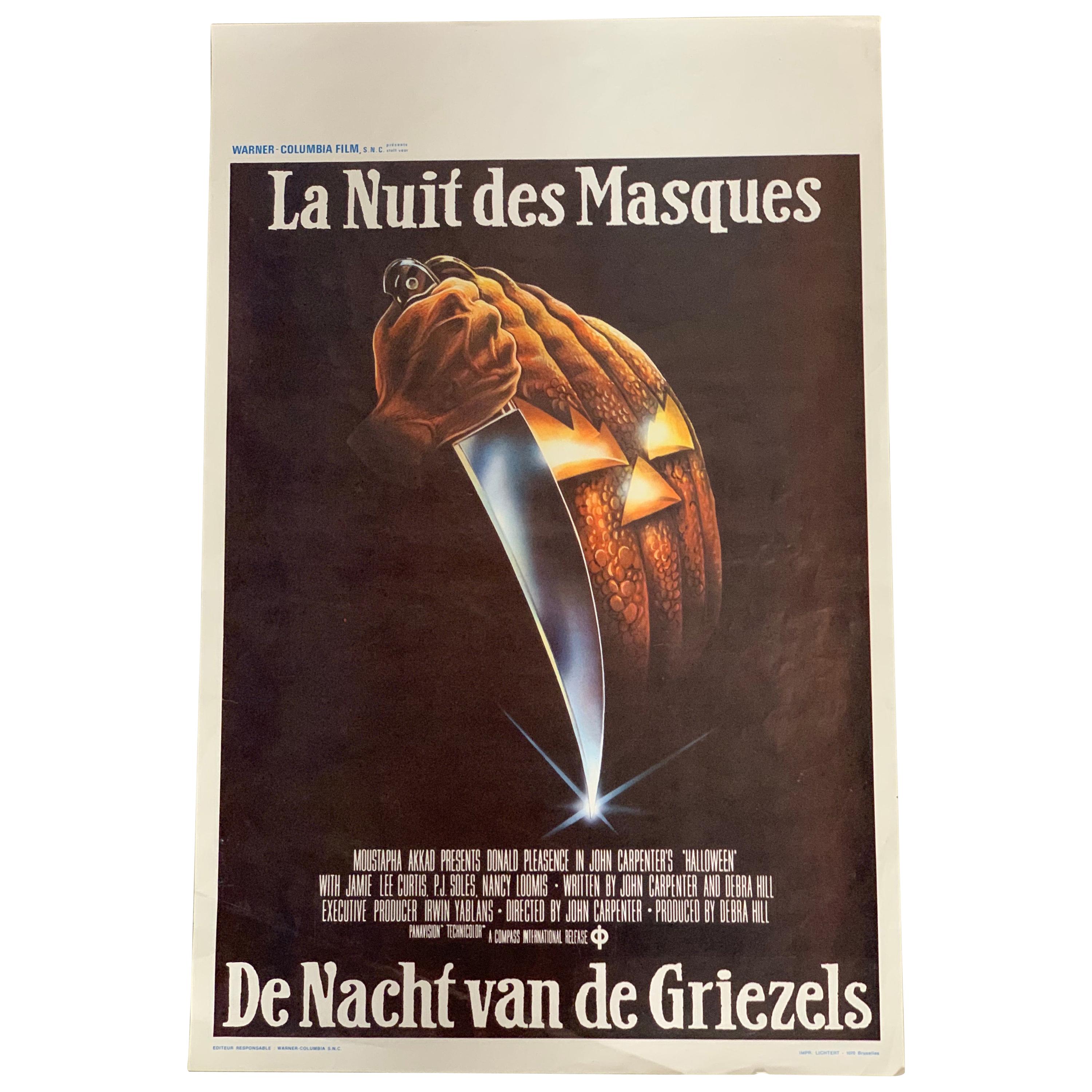 Original 1978 Halloween Film Poster, Belgium, John Carpenter, Jamie Lee Curtis