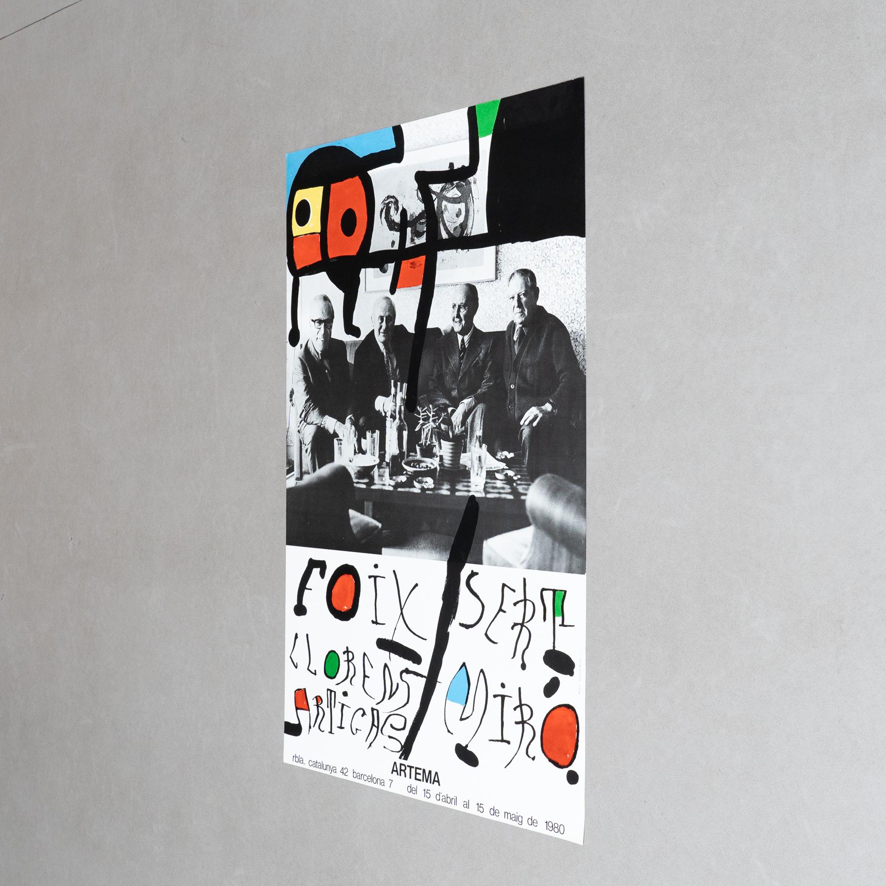 Mid-Century Modern Affiche originale d'Artema de 1980 avec Sert, Foix, Llorens, Miró et Artigas en vente