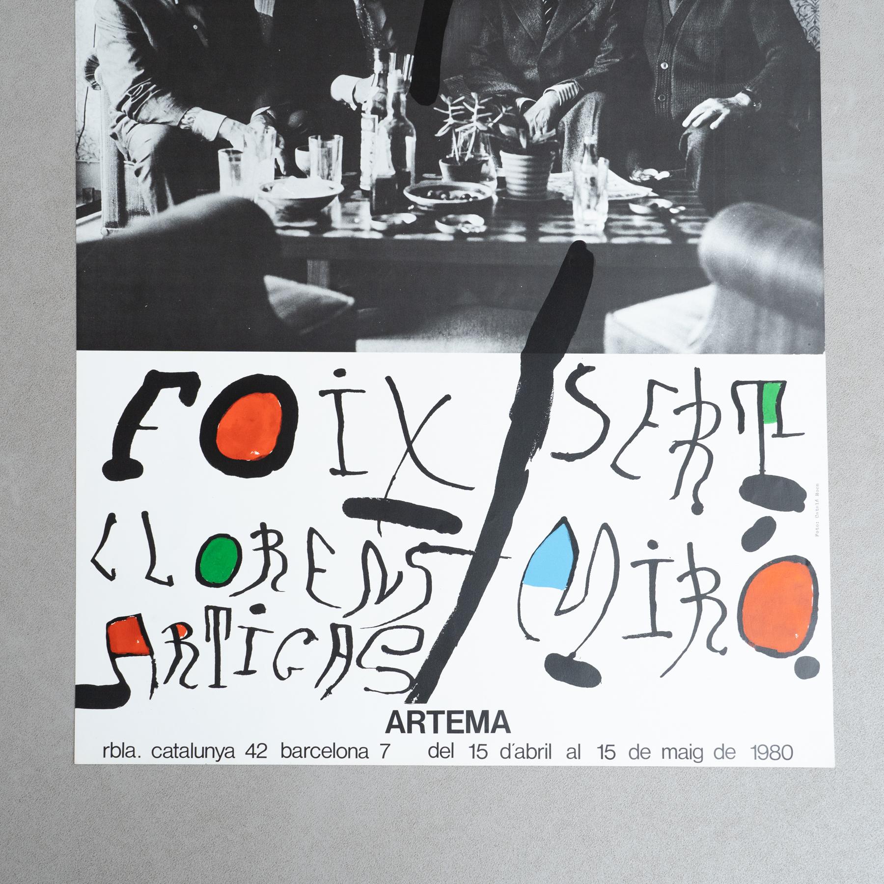 Espagnol Affiche originale d'Artema de 1980 avec Sert, Foix, Llorens, Miró et Artigas en vente