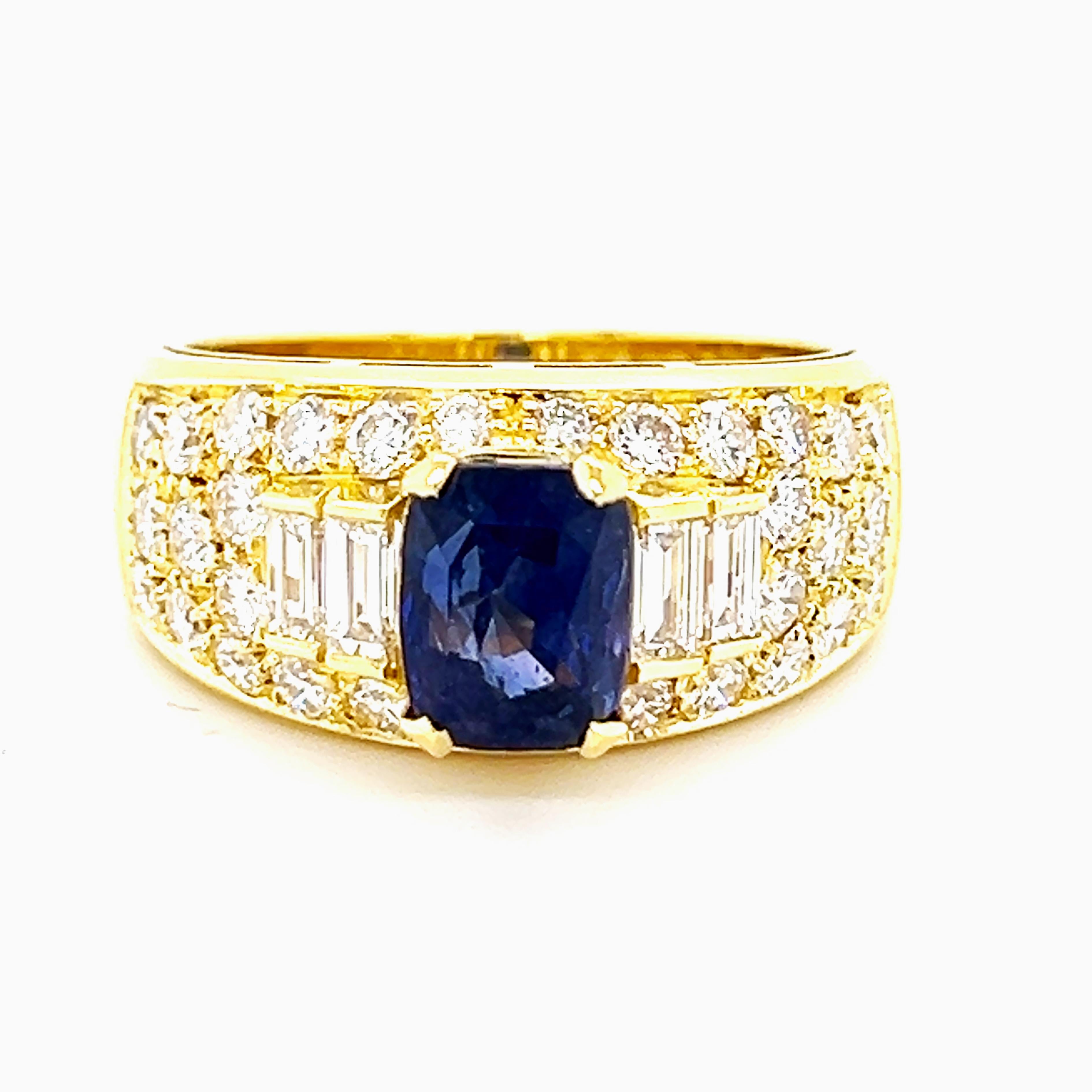 Modern Original 1980 BULGARI 2.08 Carat IGI Certified No Heat Sapphire Trombino Ring