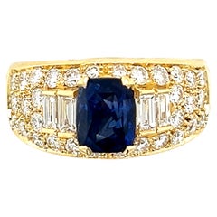 Original 1980 BULGARI 2.08 Carat IGI Certified No Heat Sapphire Trombino Ring