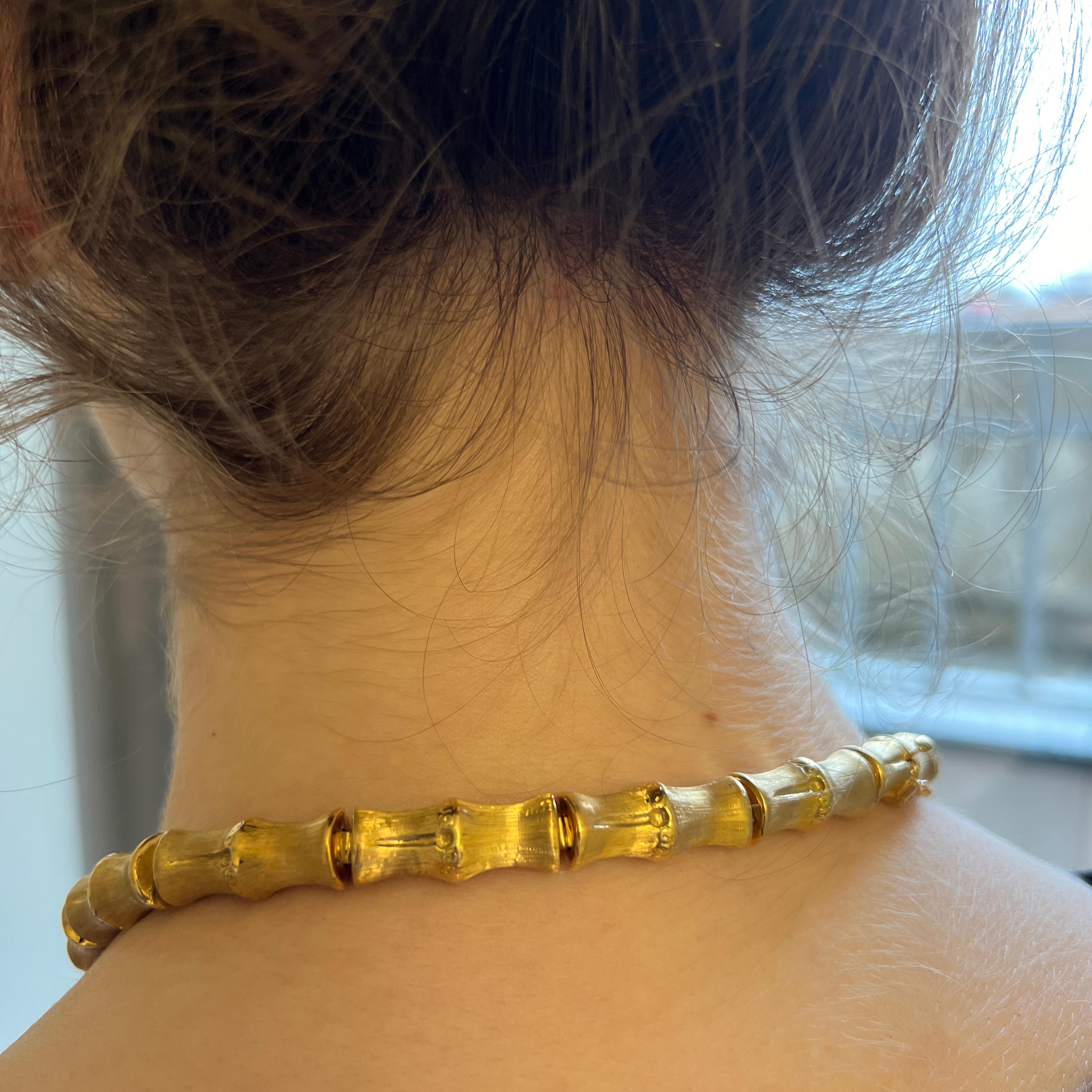Original 1980 Gucci New York  18Kt Yellow Gold Bamboo Necklace  For Sale 9