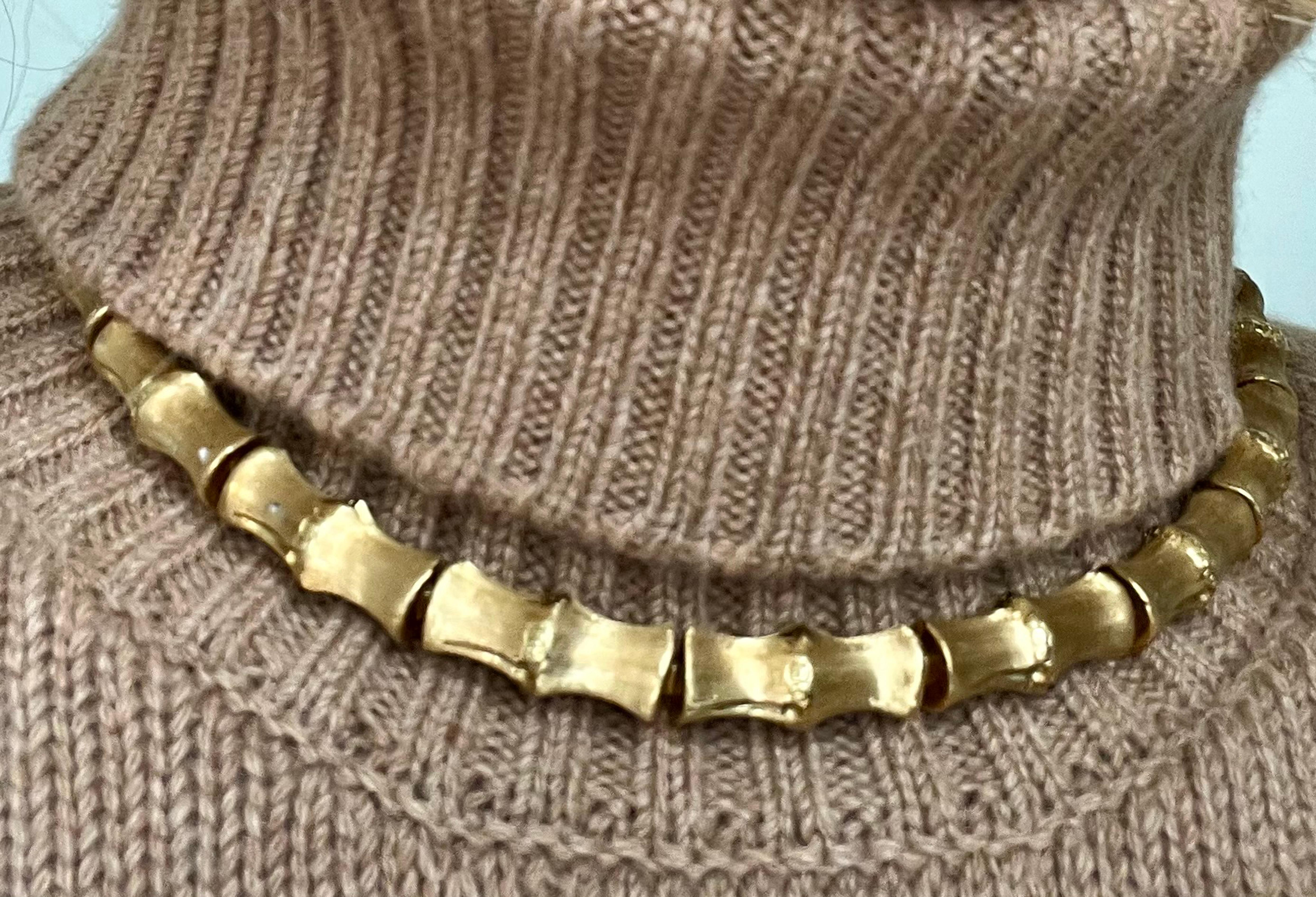 Original 1980 Gucci New York  18Kt Yellow Gold Bamboo Necklace  For Sale 10