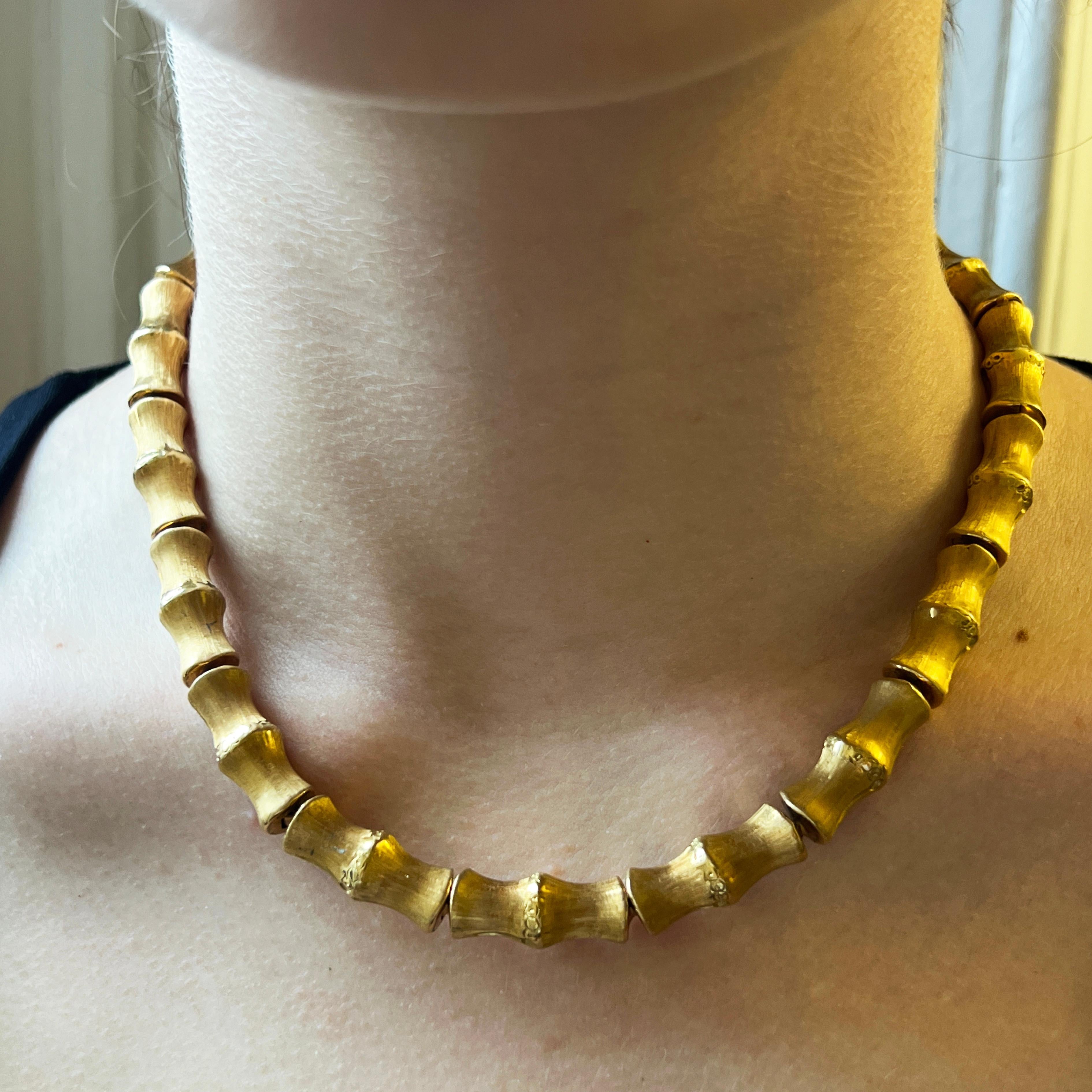 Original 1980 Gucci New York  18Kt Yellow Gold Bamboo Necklace  For Sale 6
