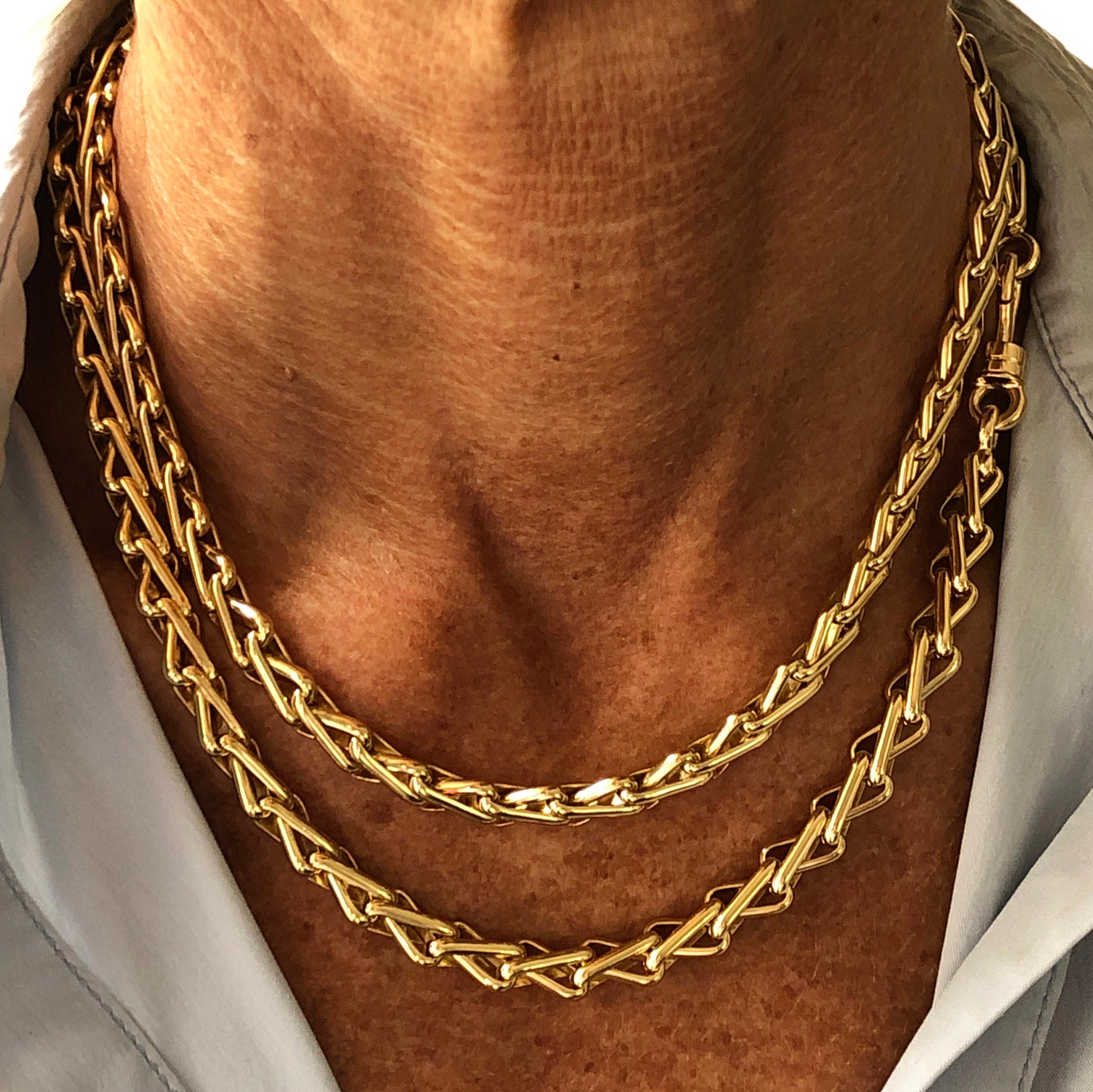 Original 1980 One-of-a-Kind Pomellato 18K Solid Yellow Gold Long Chain Necklace 8