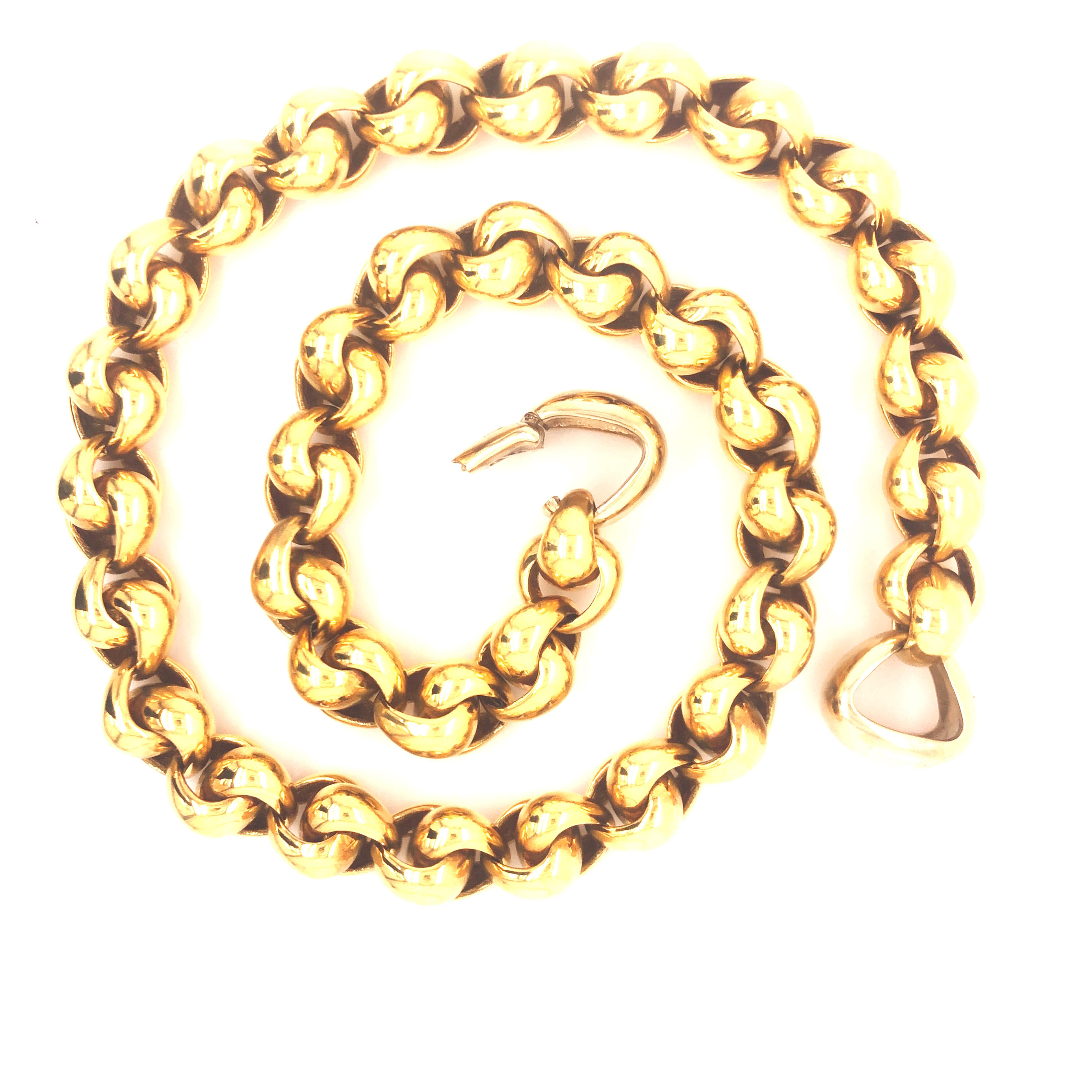 Außergewöhnlich, One-of-a-kind, Original 1994, Pomellato Grani di Riso, Reiskorn, 18k Gelbgold Kette Halskette, keine Rhodium plattiert Weißgold Verschluss (16,929 Zoll, 43cm), 4.40 OzT, 136,90g. Dieses äußerst vielseitige, tragbare und zeitlose