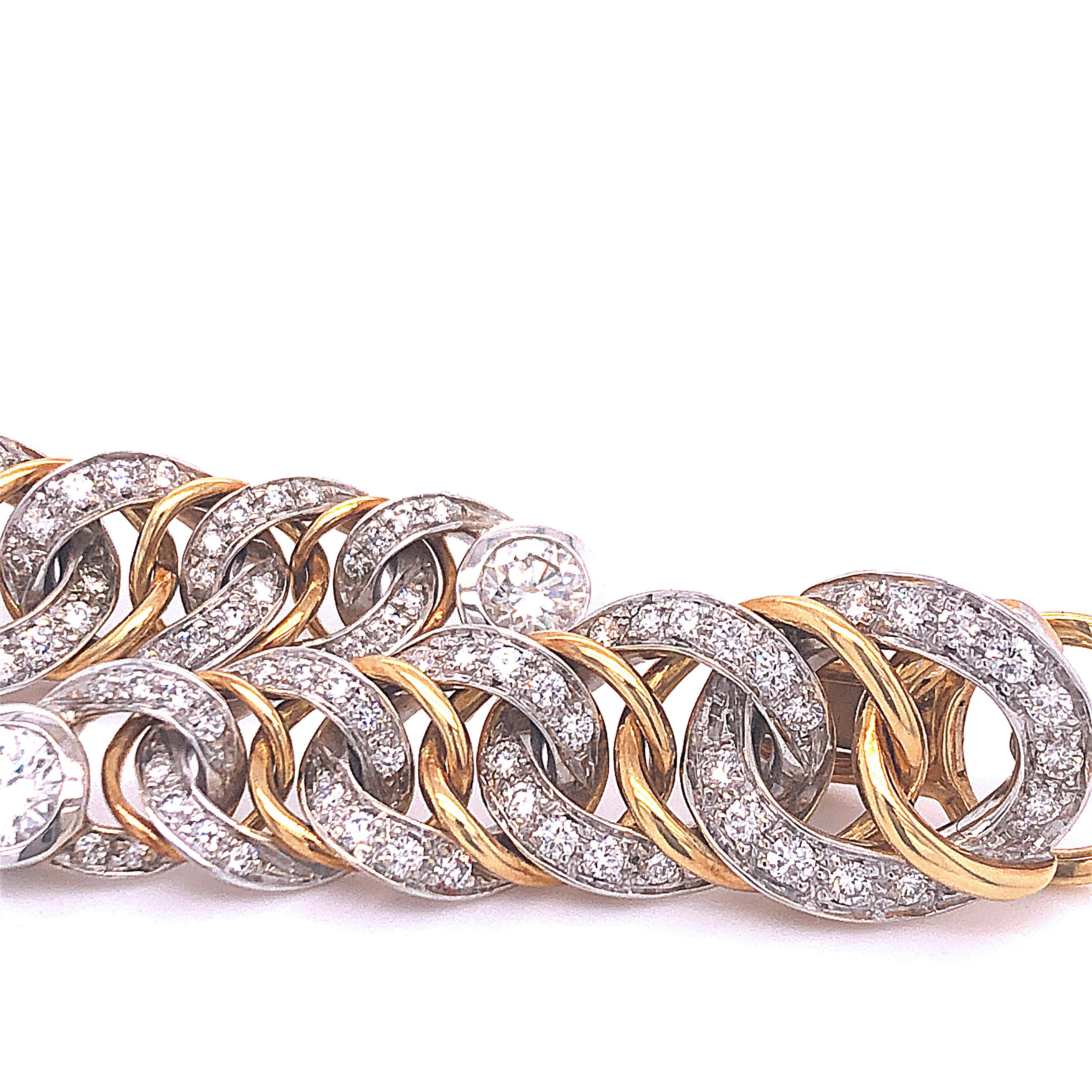Women's Original 1980 Pomellato 2.70kt Diamond Yellow White Gold Gourmette Earrings
