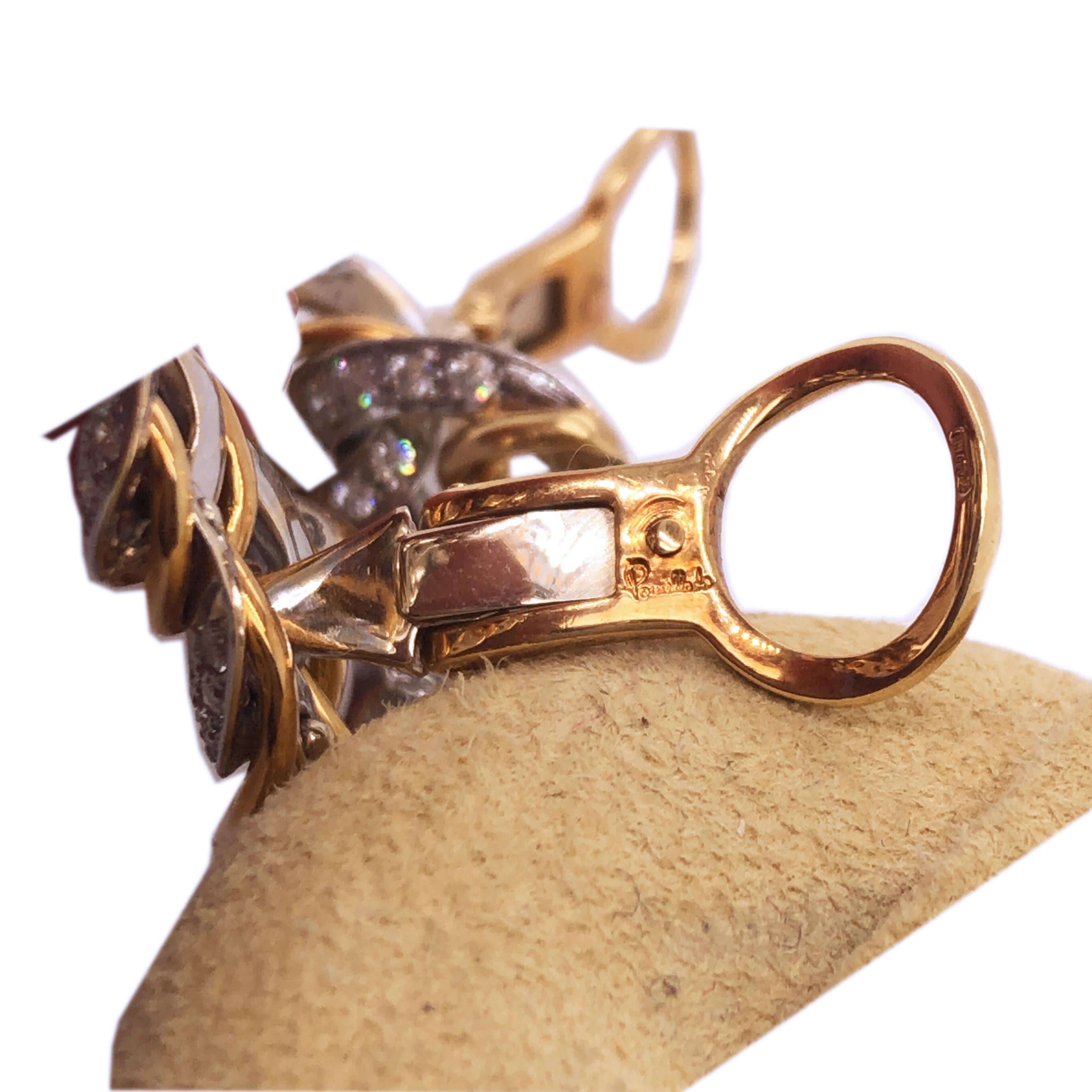 Original 1980 Pomellato 2.70kt Diamond Yellow White Gold Gourmette Earrings 3