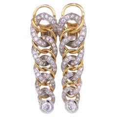 Original 1980 Pomellato 2.70kt Diamond Yellow White Gold Gourmette Earrings