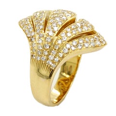 Berca Original 1980 White Diamond Yellow Gold Cocktail Ring